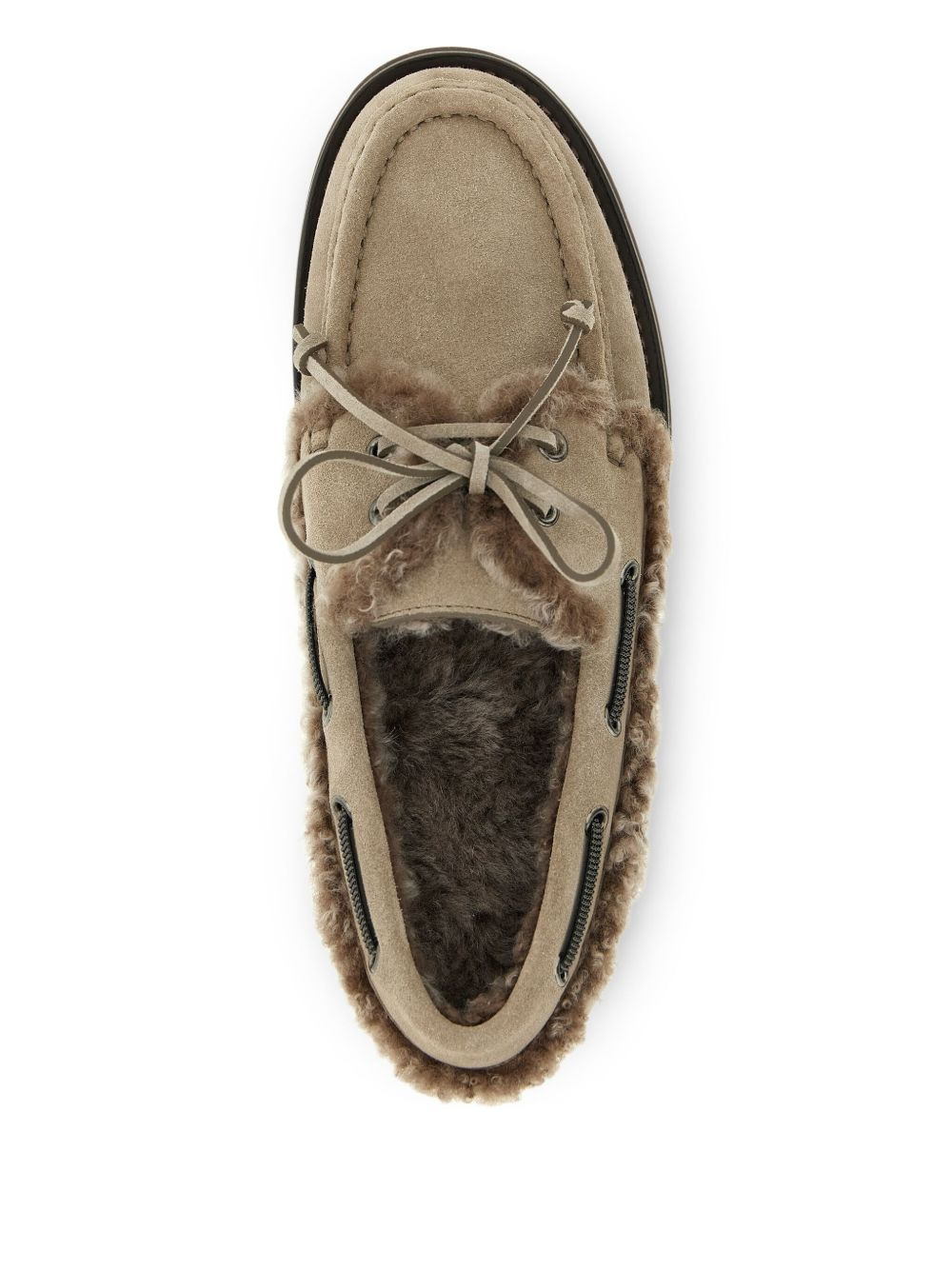 shearling-trimmed suede loafers - 4