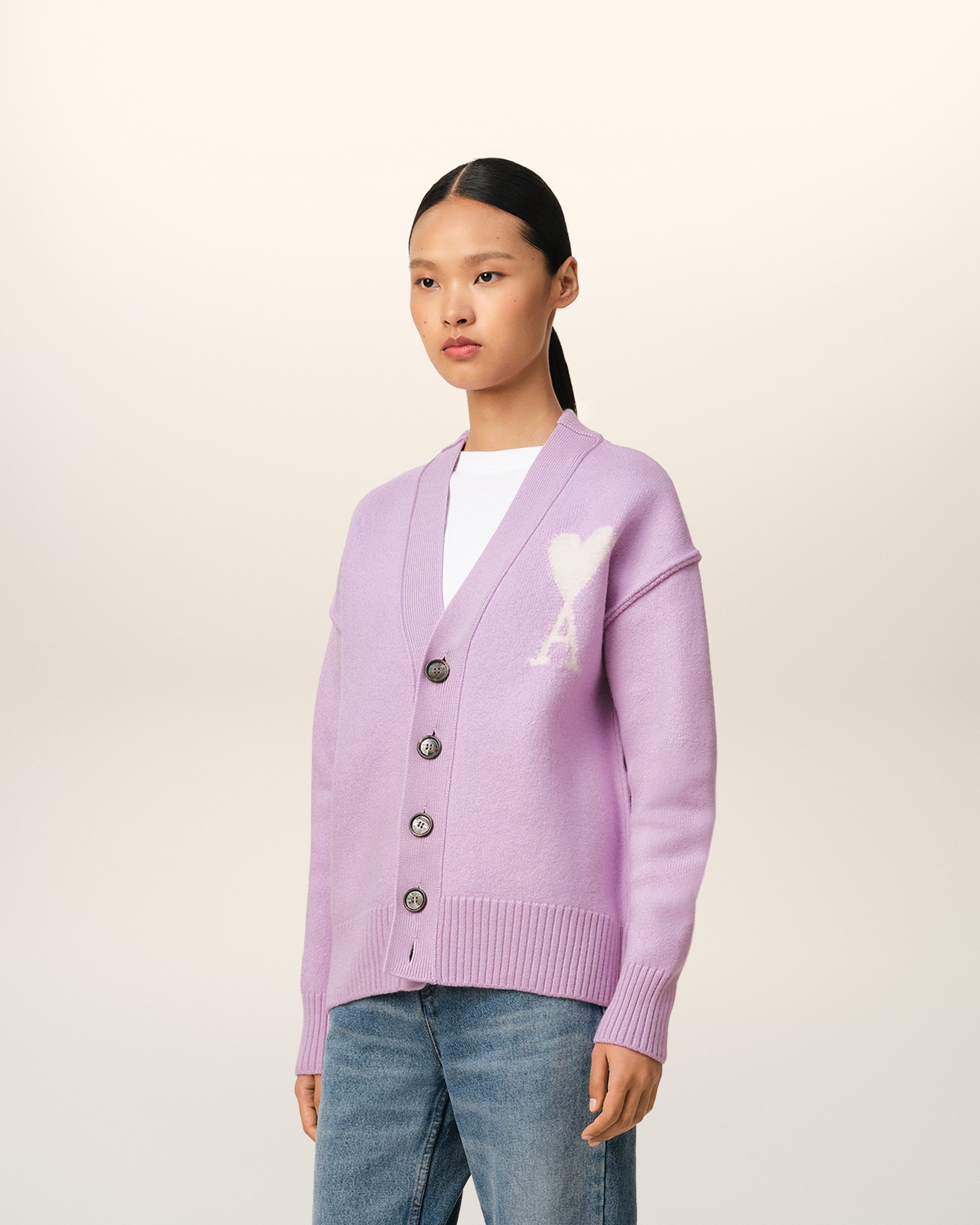 PURPLE WOOL AMI DE COEUR CARDIGAN - 6