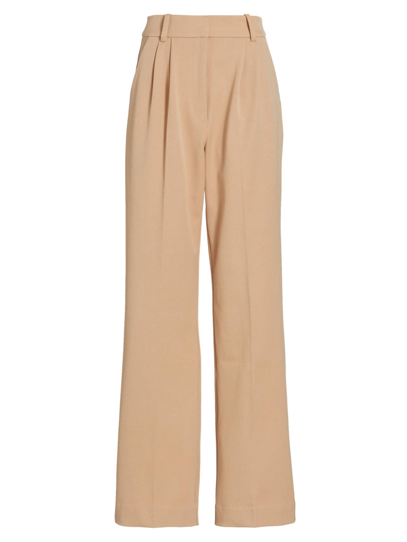 Women's Pleated Wide-Leg Pants - Beige 1