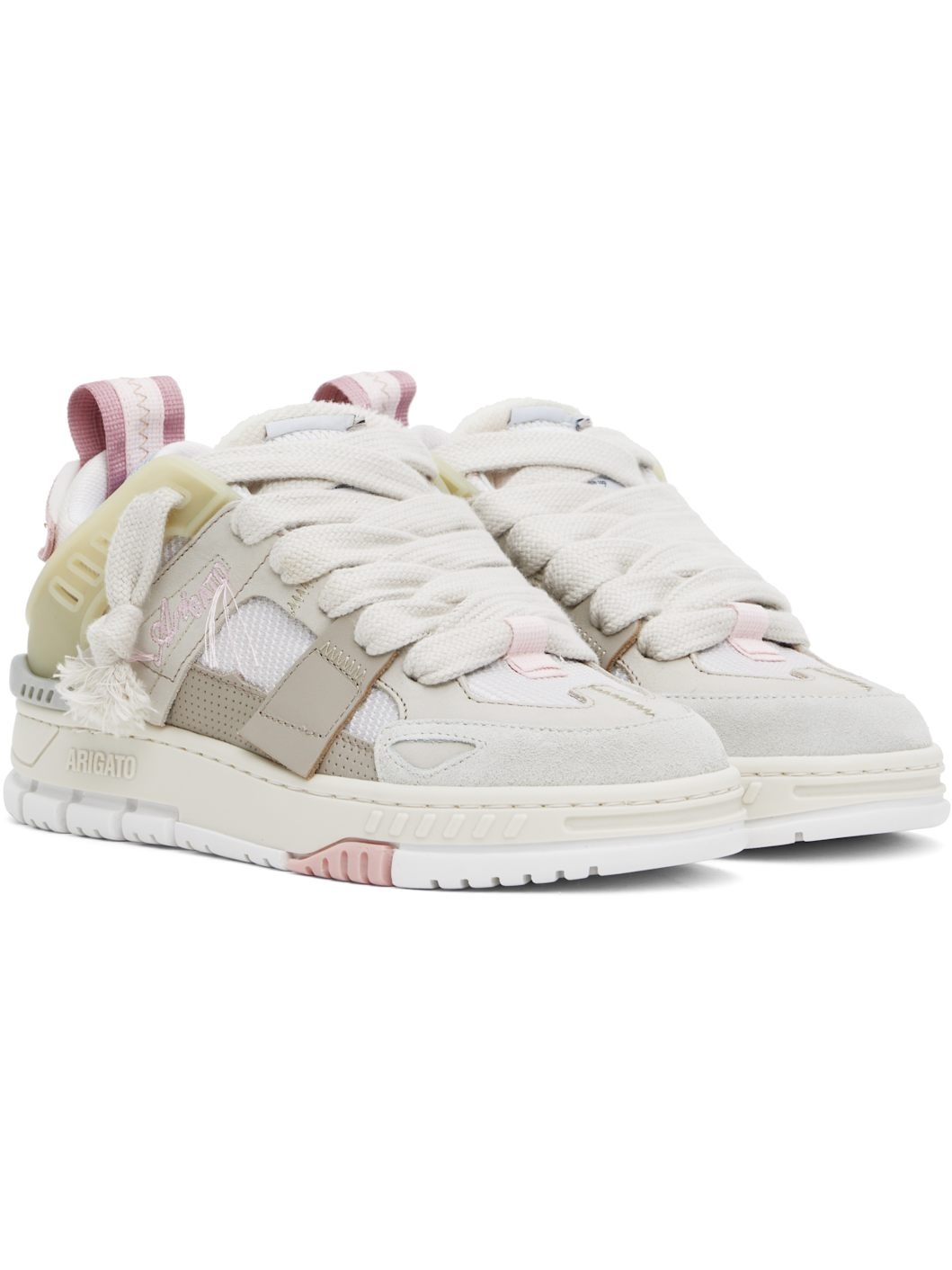 Beige & Pink Area Patchwork Sneakers - 4