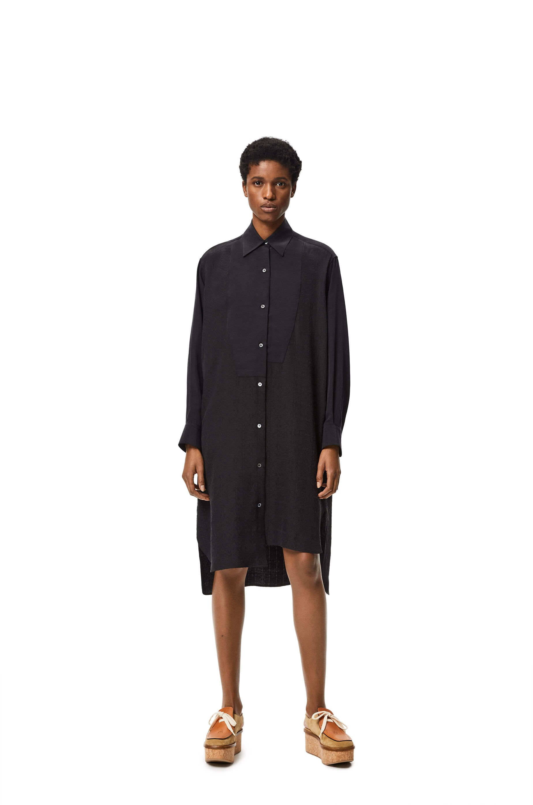 Anagram jacquard shirt mini dress in silk - 3