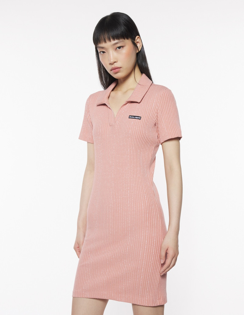 MAISON KITSUNE HANDWRITING LABEL RIBBED POLO DRESS 3