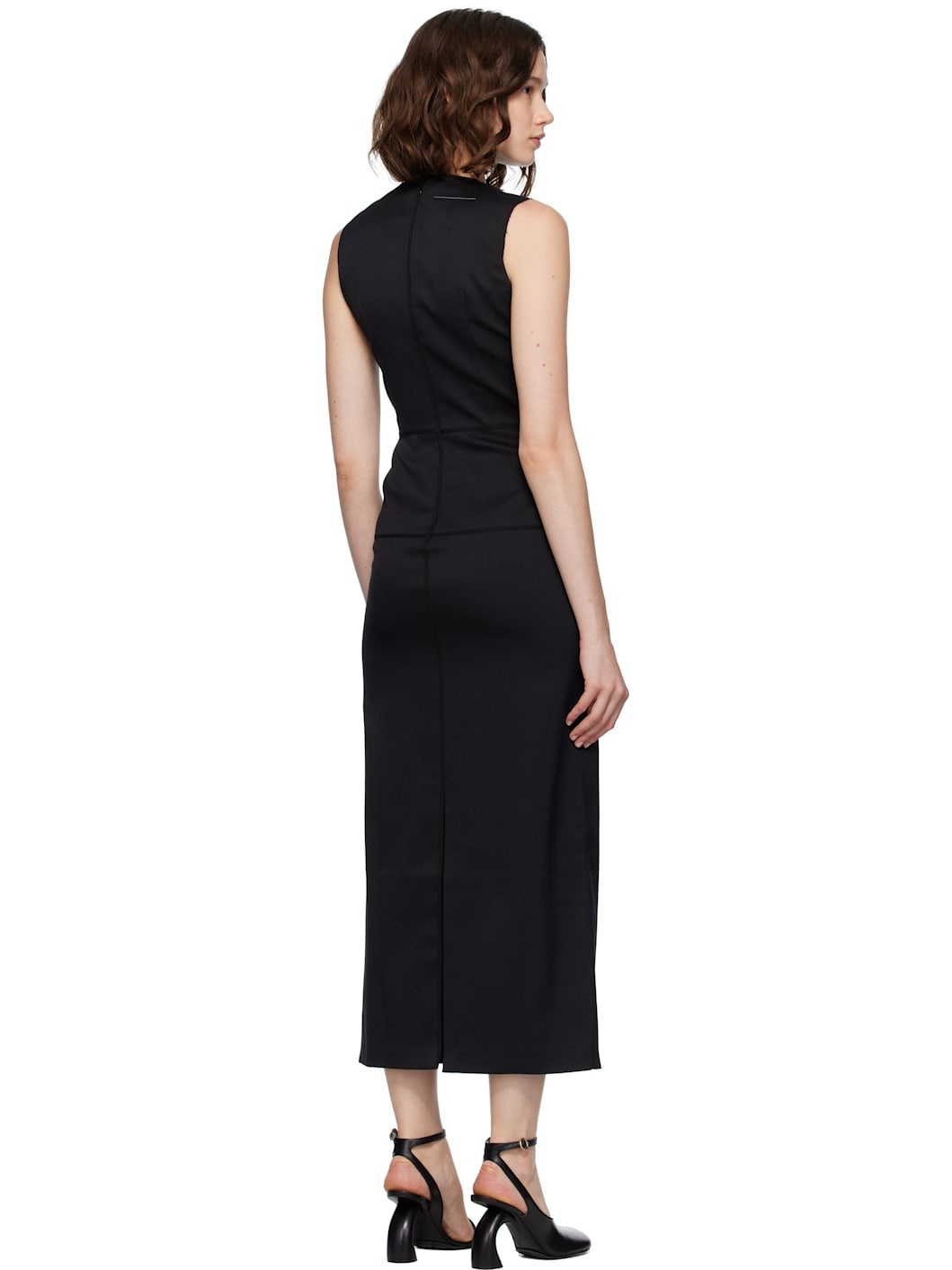 Black Tailoring Wool Maxi Dress - 3