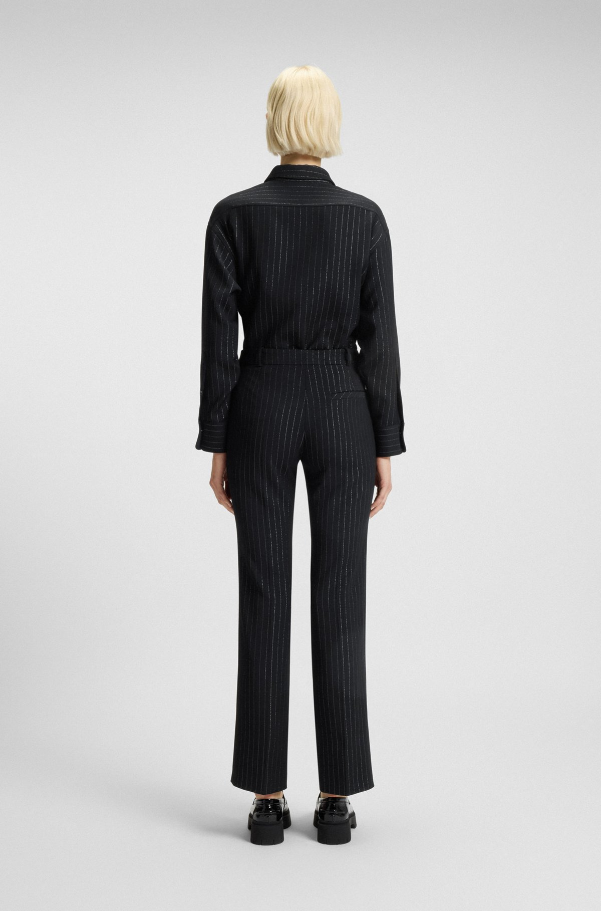 REGULAR-FIT PANTS WITH SPARKLING PINSTRIPE - 4