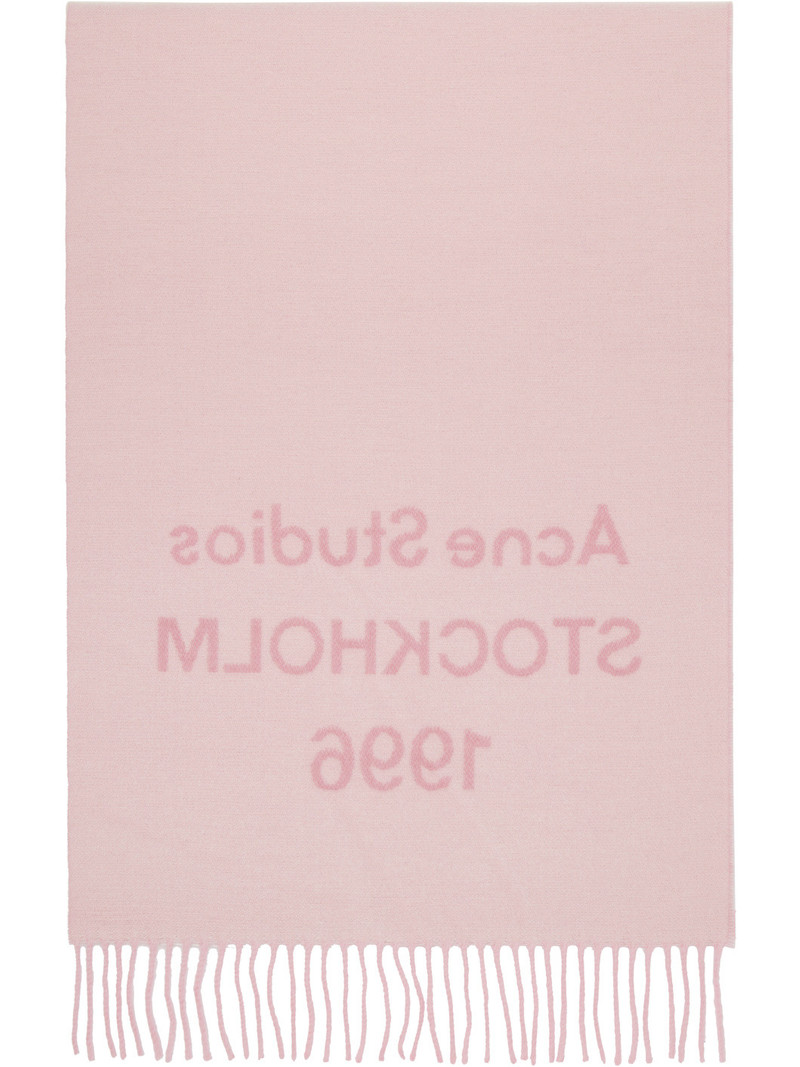 Acne Studios Pink Wide Logo Scarf outlook