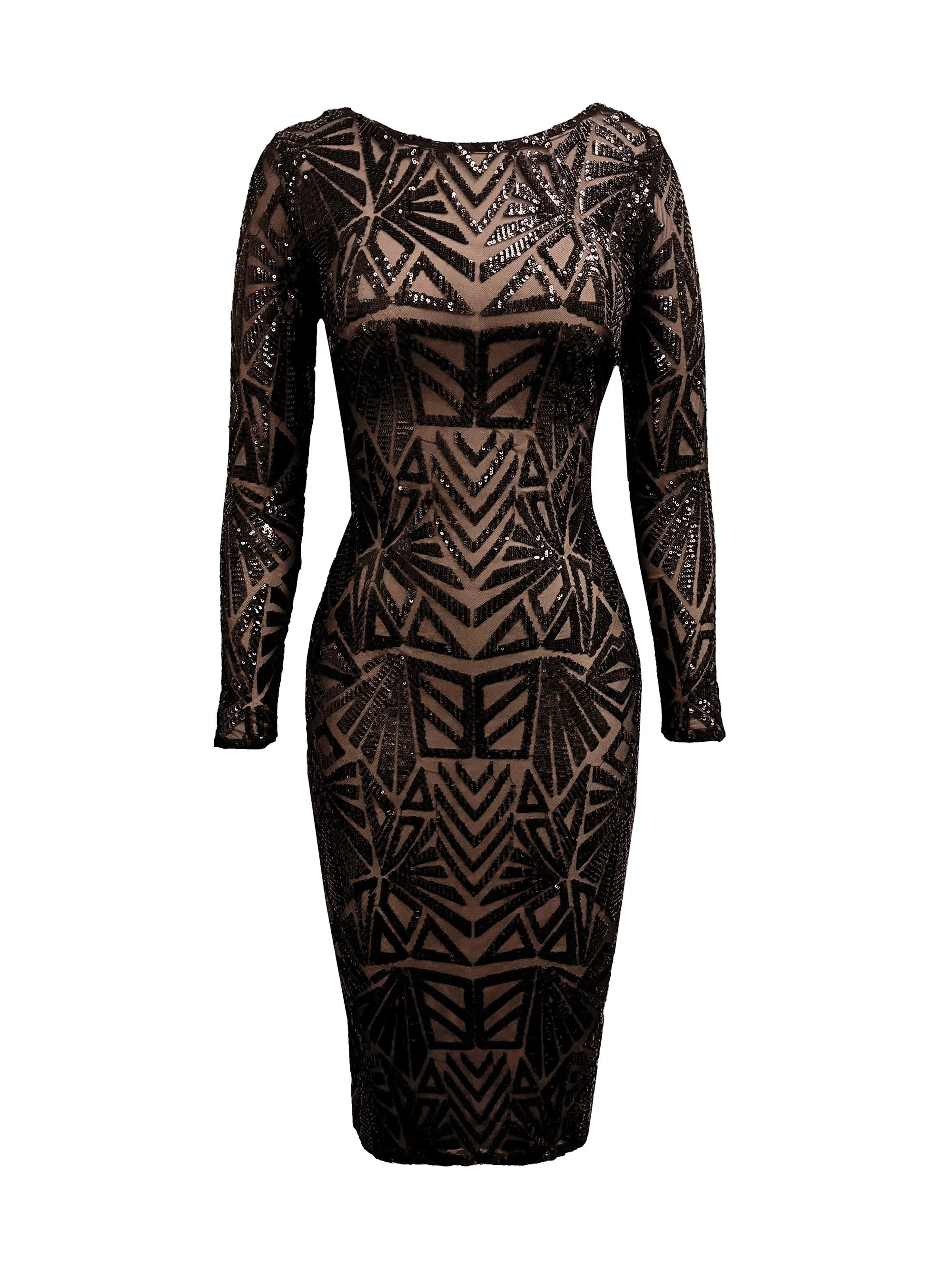 Women's Emery Sequined Scoopback Dress - Black - 1