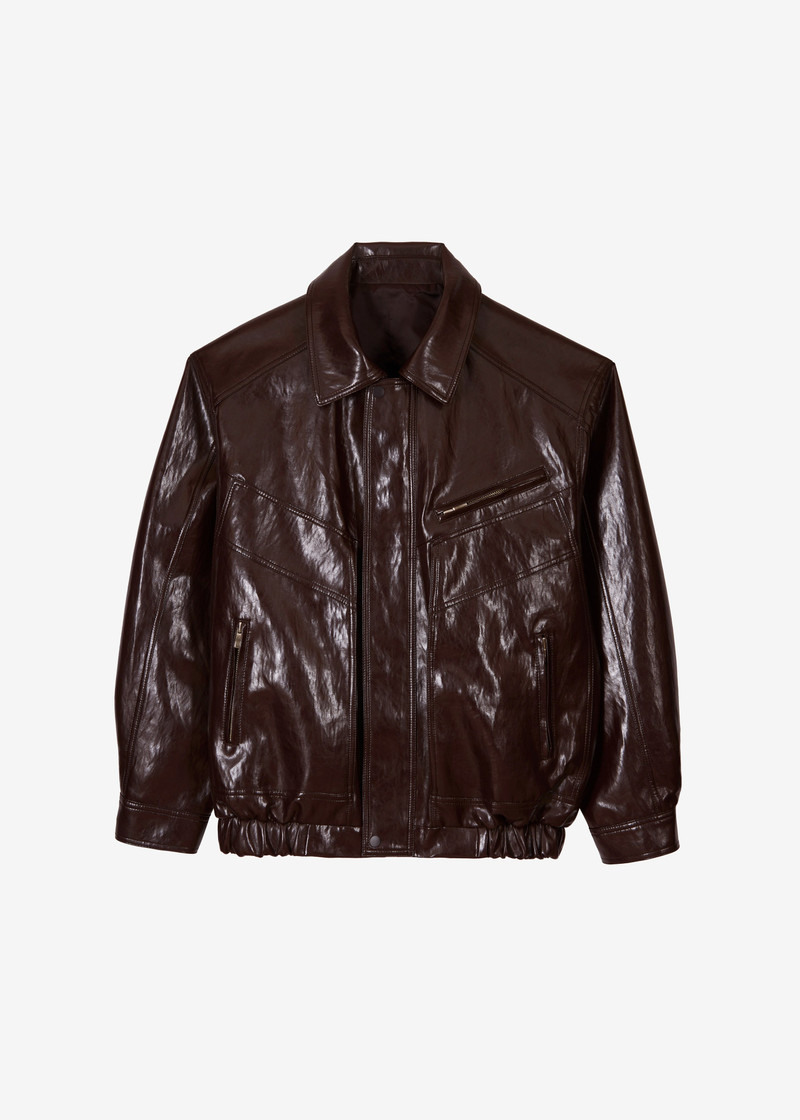 Risner Faux Leather Jacket - Burgundy 1