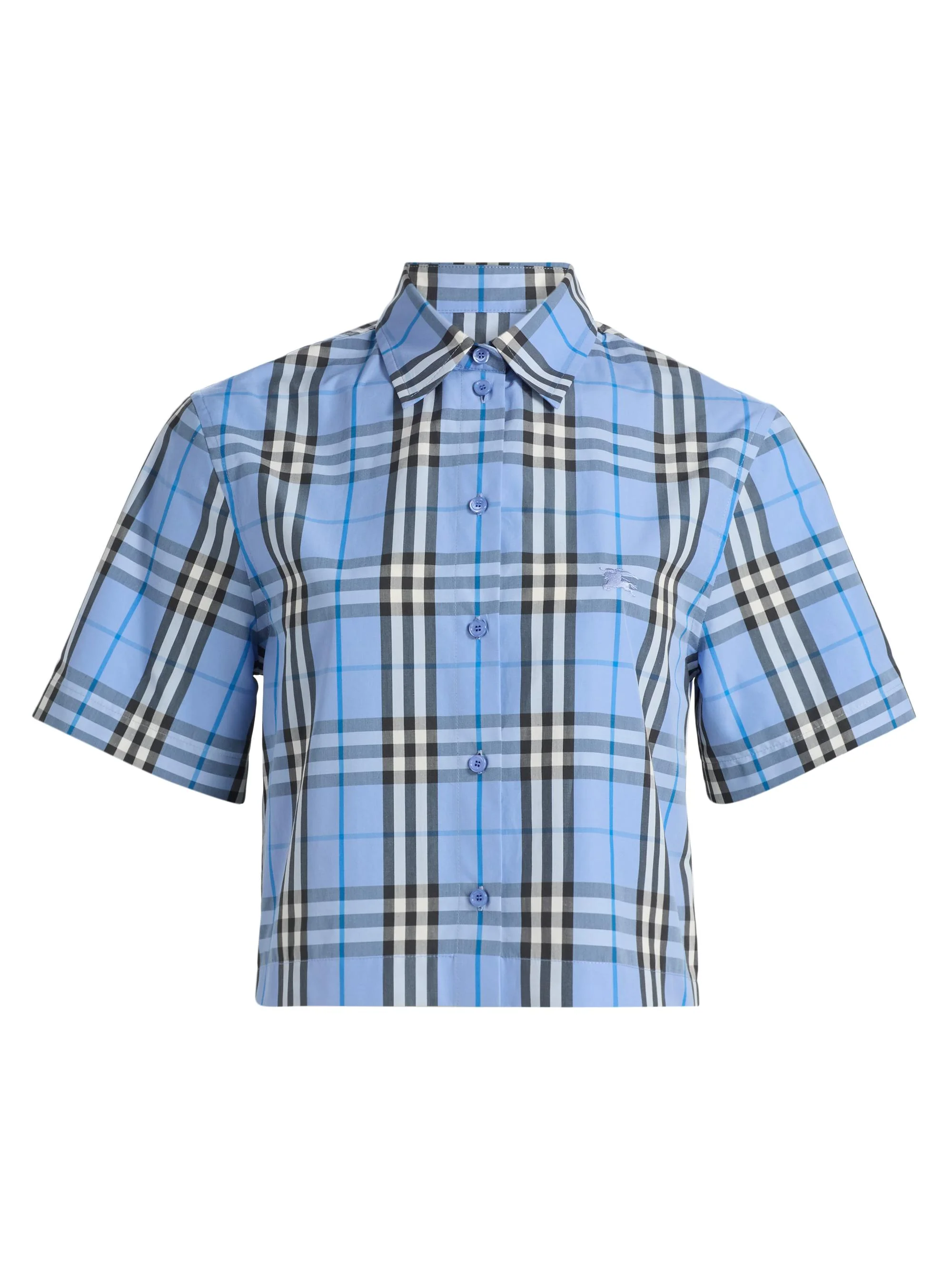 Women's Abby Check Crop Shirt - Cornflower Blue - 1