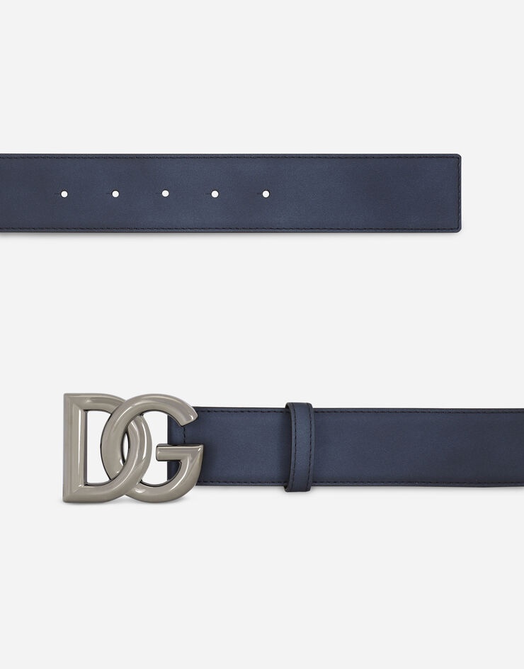 Calfskin belt with crossover DG buckle logo - 2