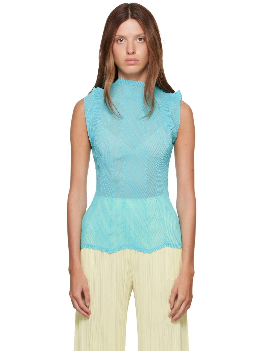 Blue Zigzag Pleats Top - 1