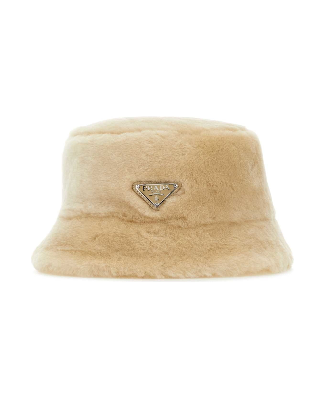 Beige Shearling Hat - 1