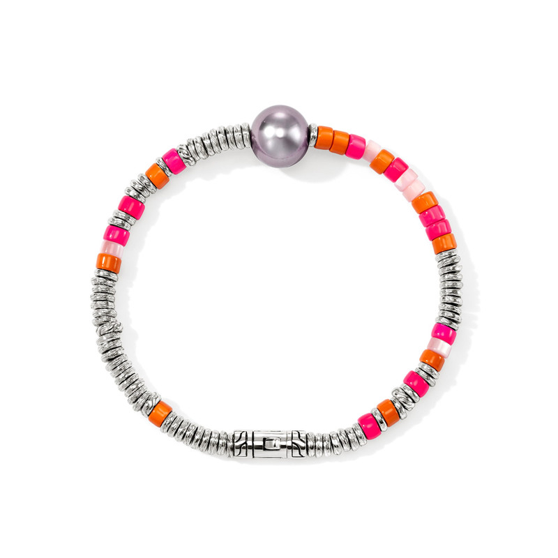Heishi Bracelet, Sterling Silver, Hardstones, Pearl 4
