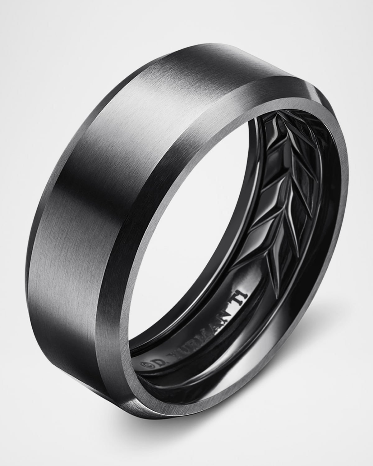 Men's Streamline Beveled Band Ring in Black Titanium, 8.5mm - 3