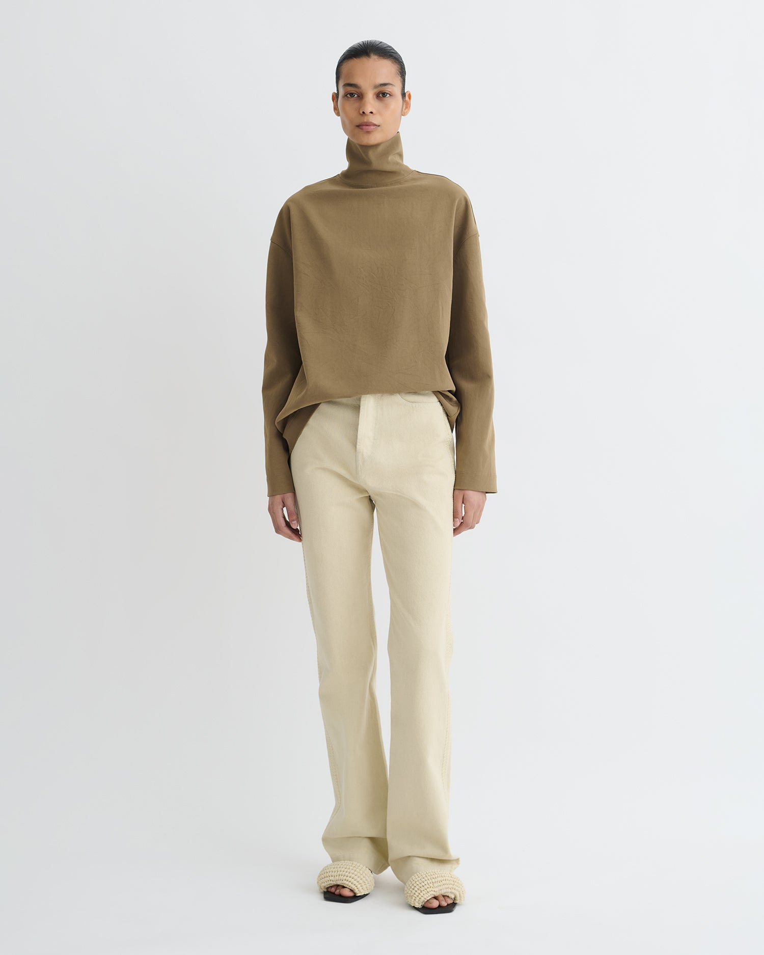 Paper Jersey Turtleneck Top - 4