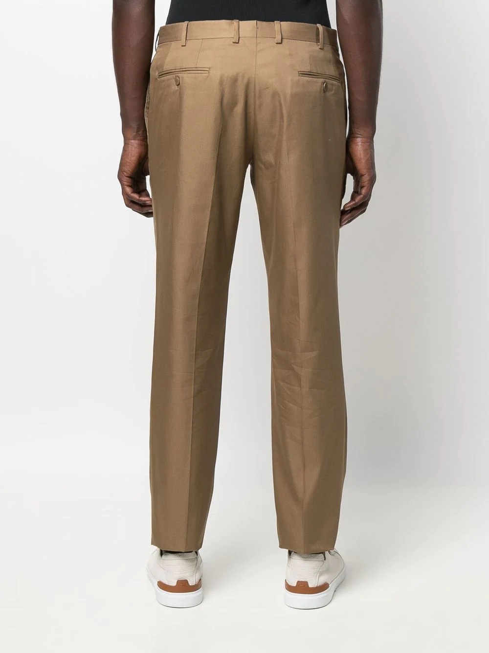 cotton straight-leg trousers - 4