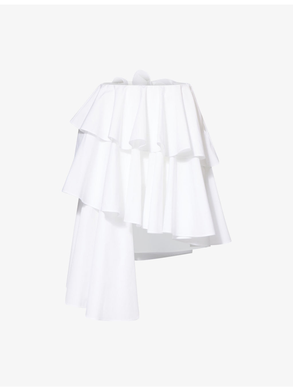 Spiral Ruffled Cotton-Poplin Midi Skirt - 1