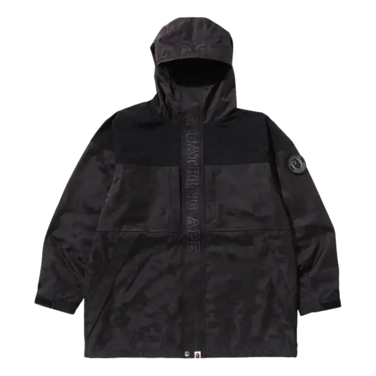 A Bathing Ape Solid Camo Jacquard Long Coat 'Black' 1K80-140-011 - 1