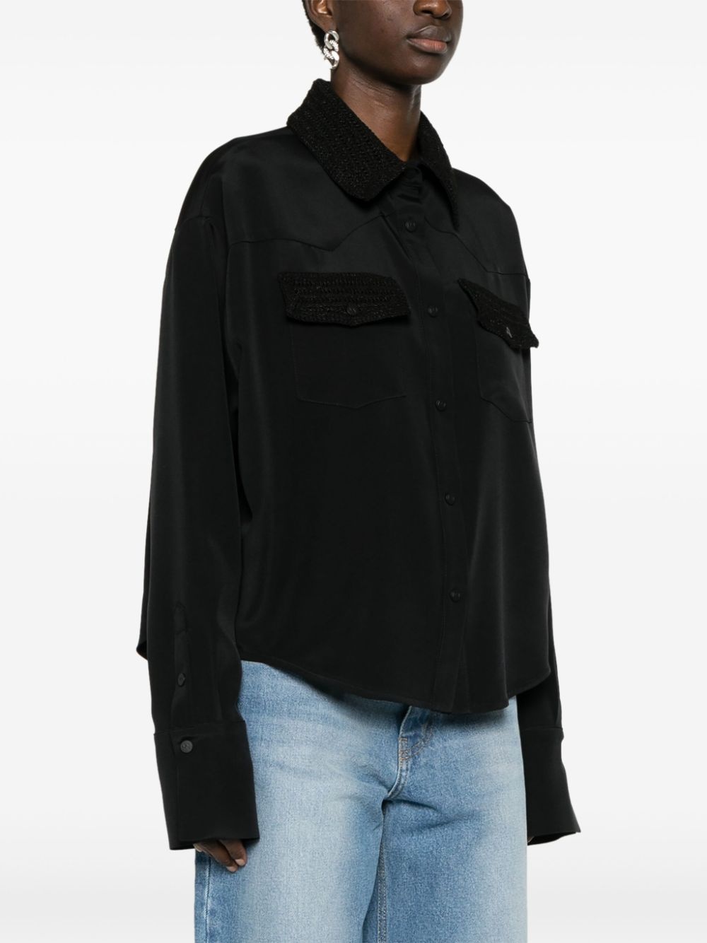 Toledo crochet knit-detail shirt - 3