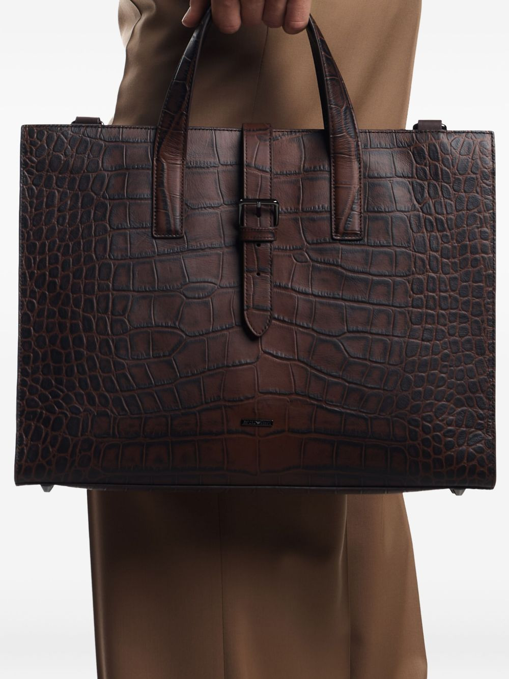 crocodile-effect buckled briefcase - 2