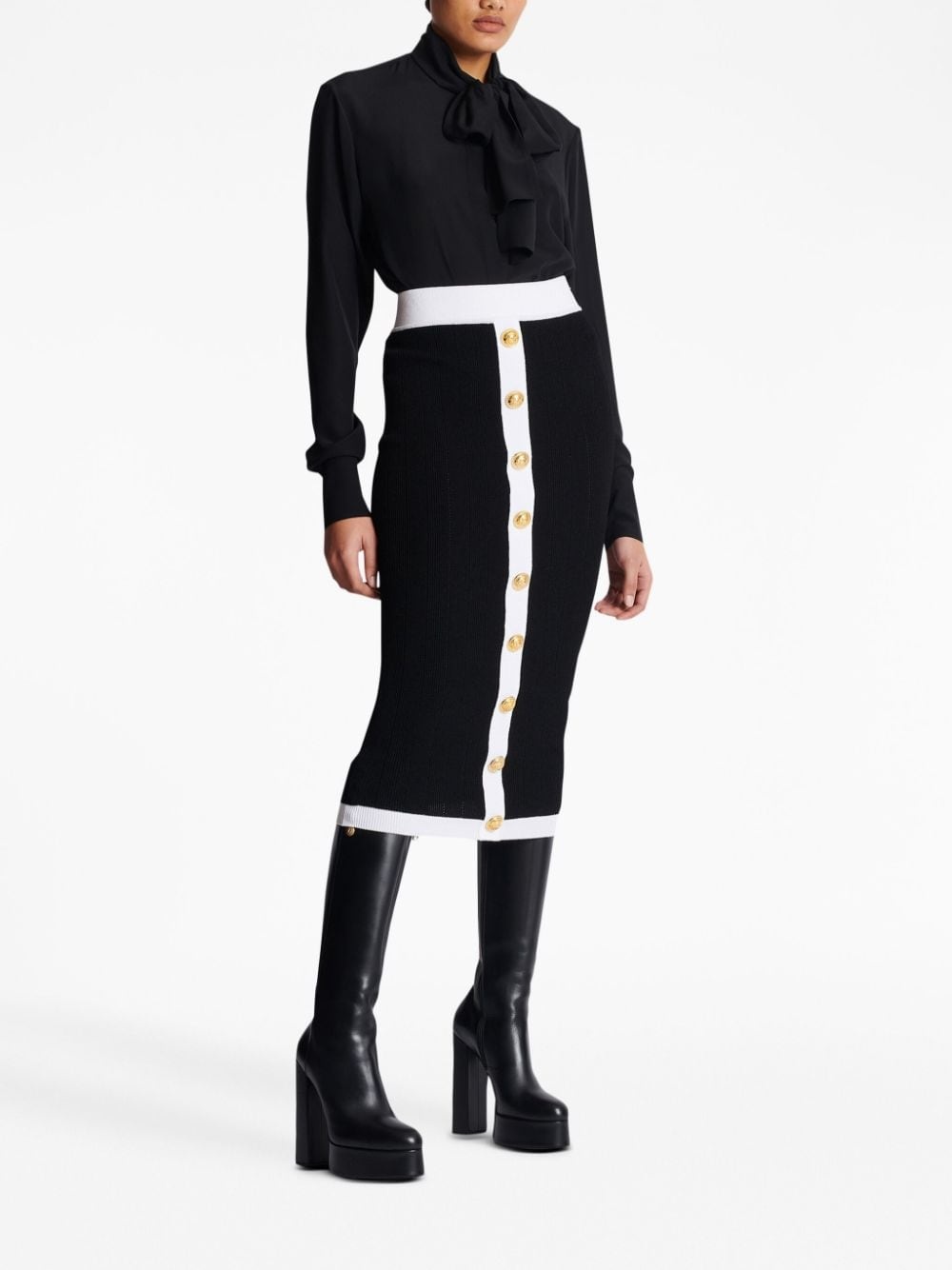 buttoned knit midi skirt - 3