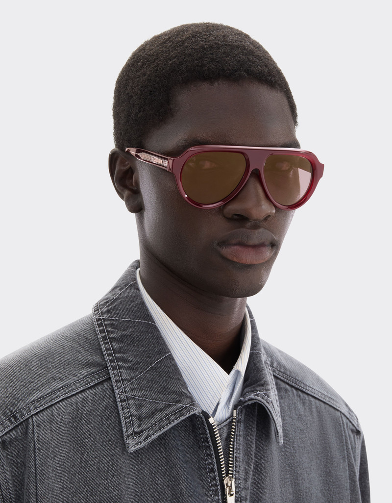 Ferrari Ferrari sunglasses in opal red acetate with gold mirrored purple polarized lenses outlook