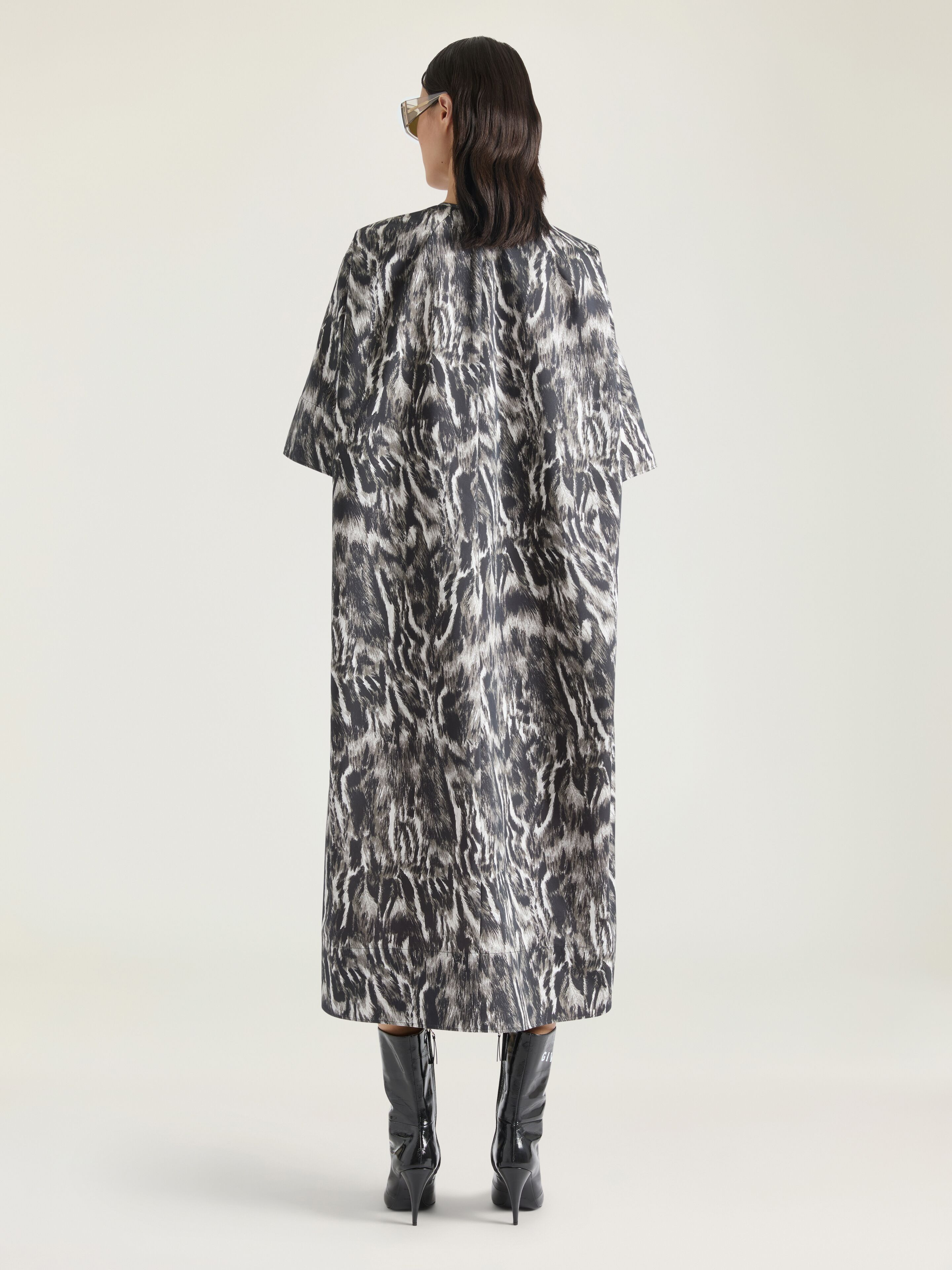 COCOON DRESS IN COTTON WITH ANIMAL PRINT - 3
