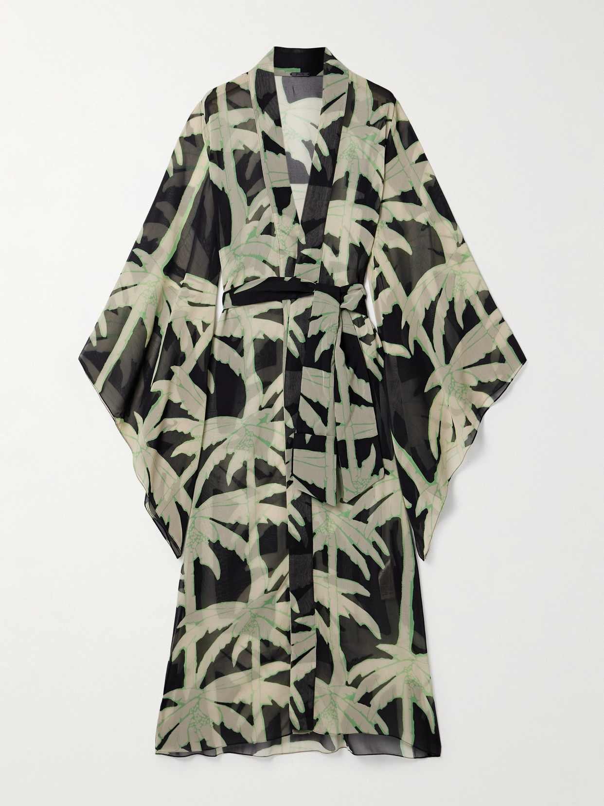 The Passing Storm Printed Recycled-georgette Robe - 1