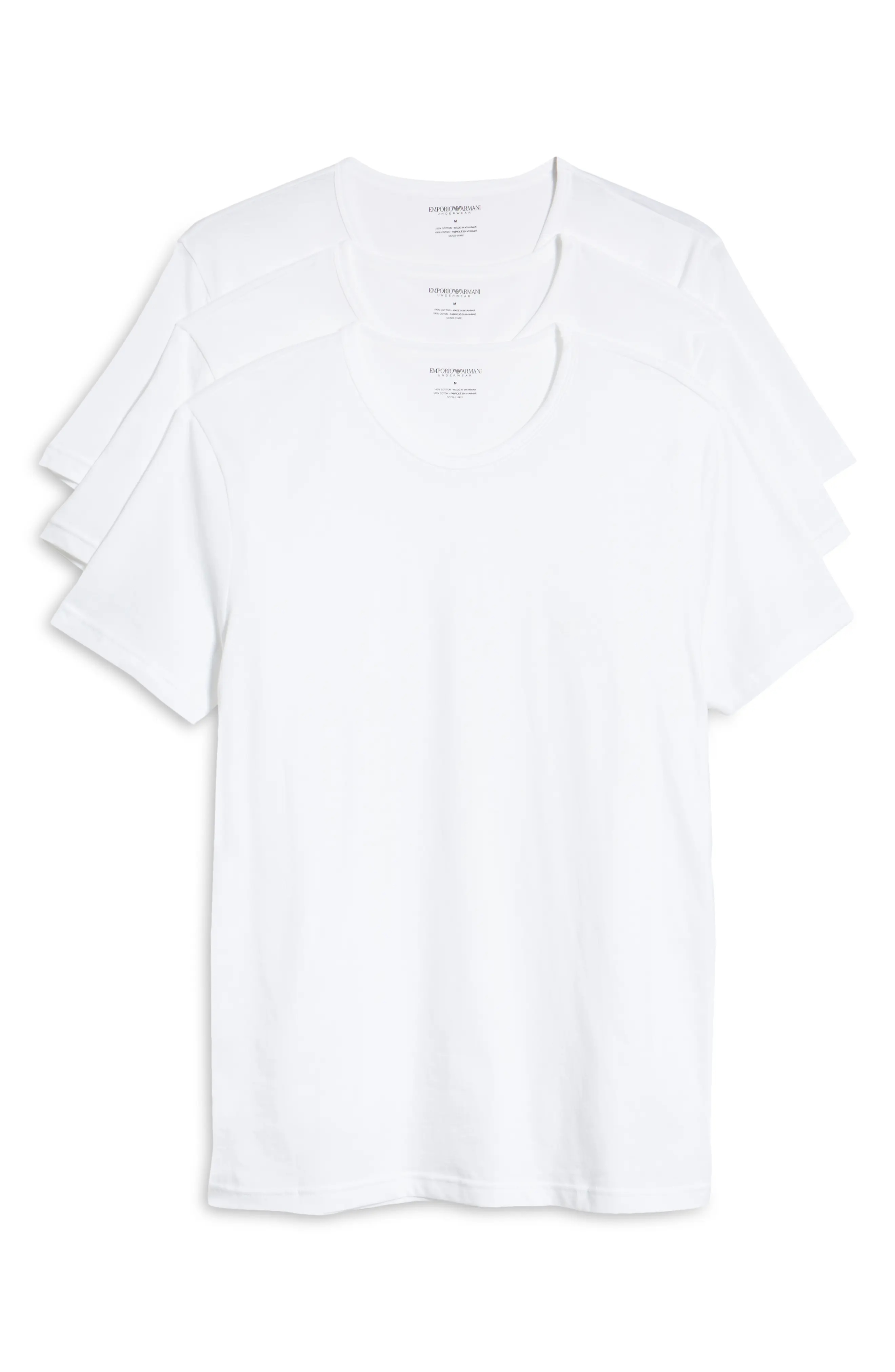 Men's 3-Pack Cotton Crewneck T-Shirts in White/White/White - 6