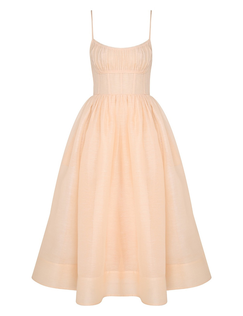 Zimmermann NATURA RUCHED MIDI DRESS - 9688DS241LPE | REVERSIBLE