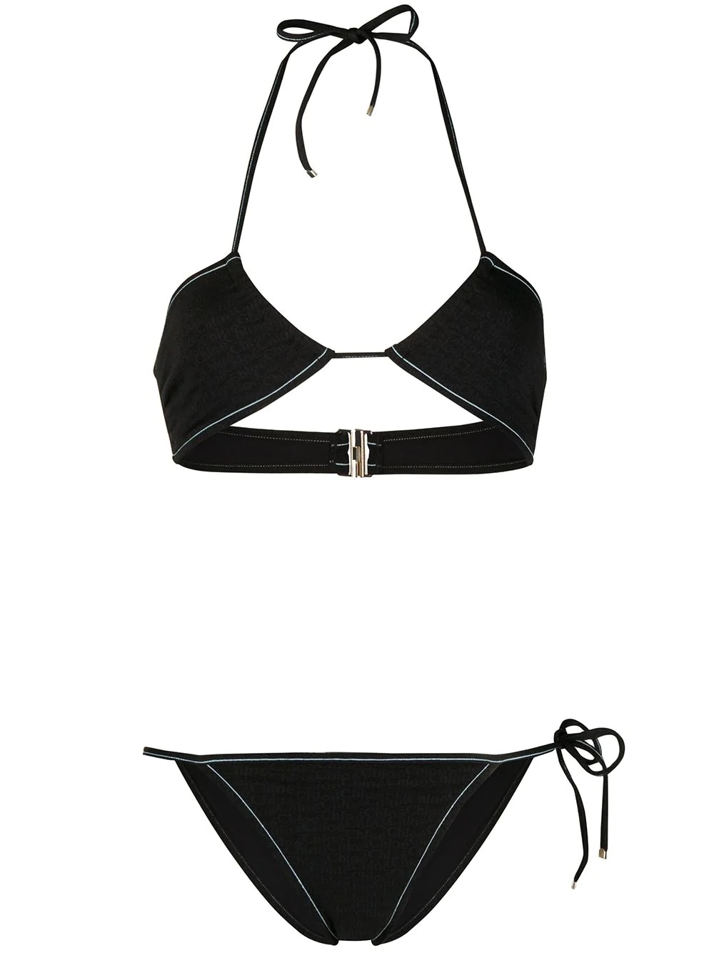 contrast-stitch bikini - 1