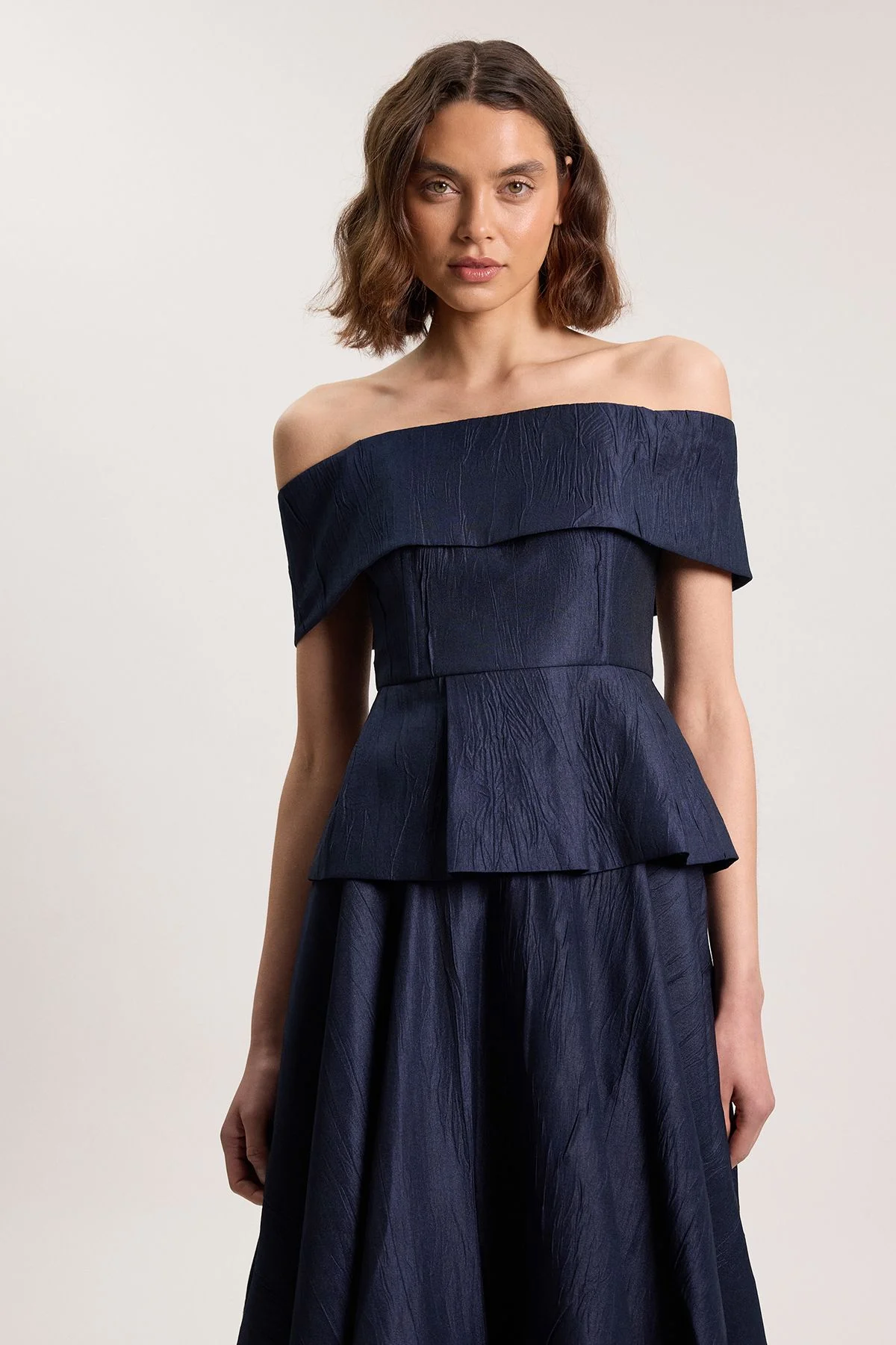 Textured Tailored Twill Bandeau Top - 1