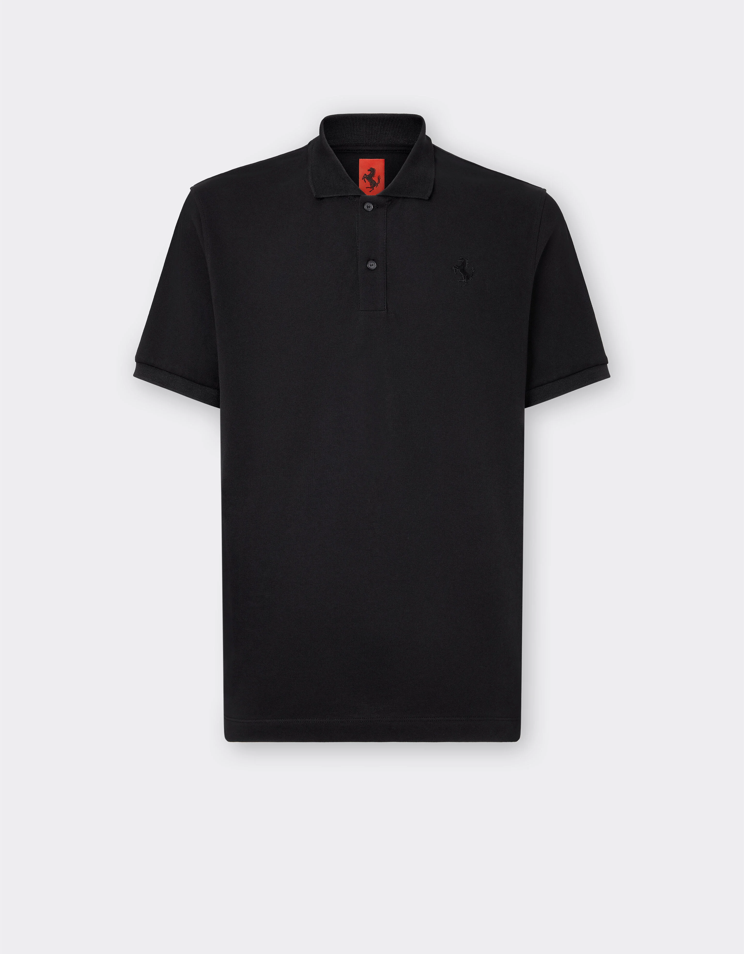Organic cotton piqué polo shirt with Prancing Horse - 1