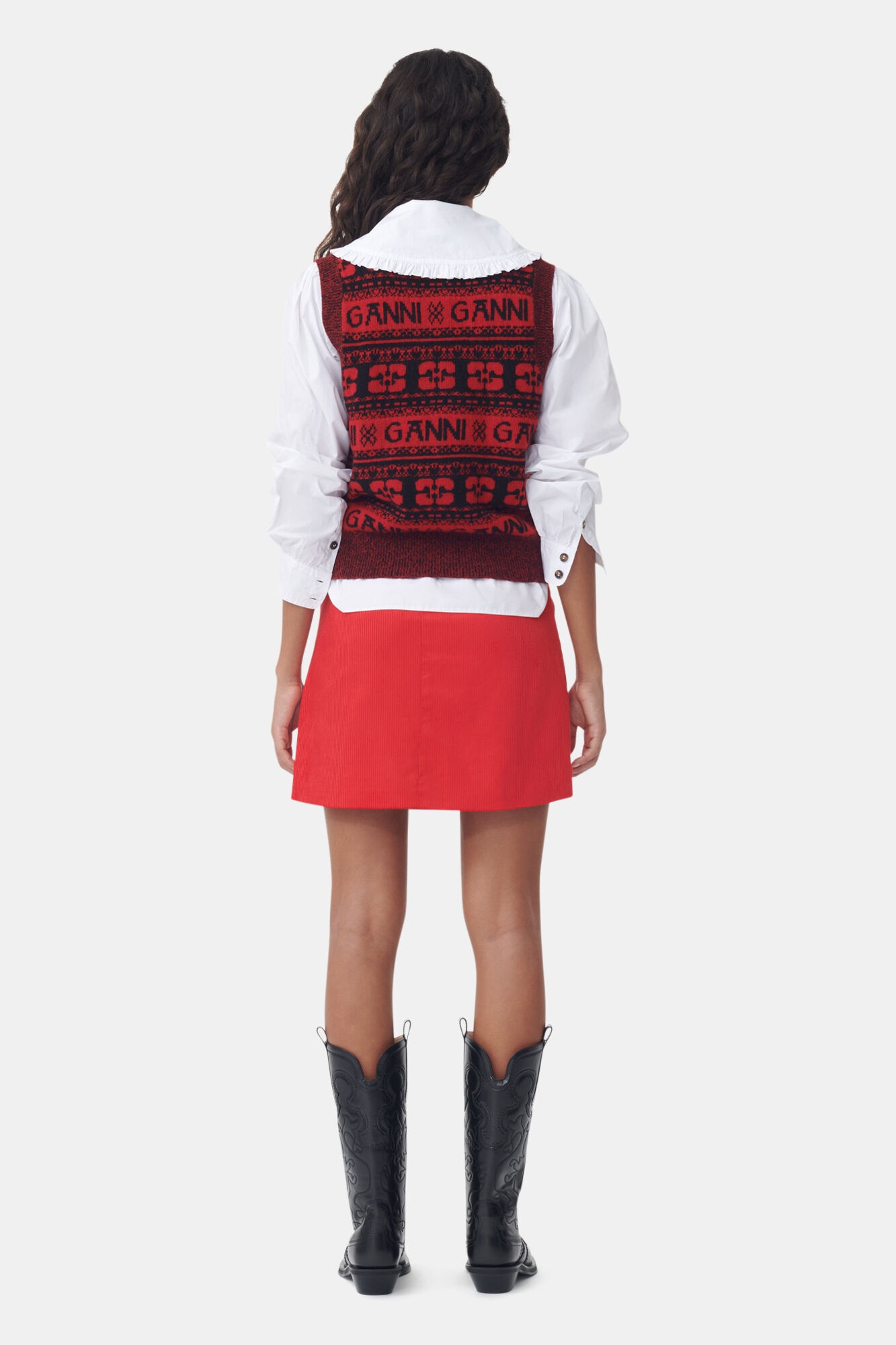 RED SEQUINS LOGO WOOL MIX VEST - 5