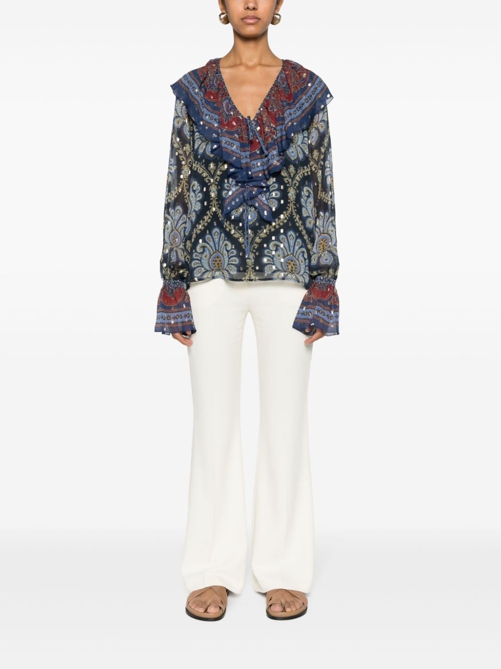 high-waist flared trousers - 2