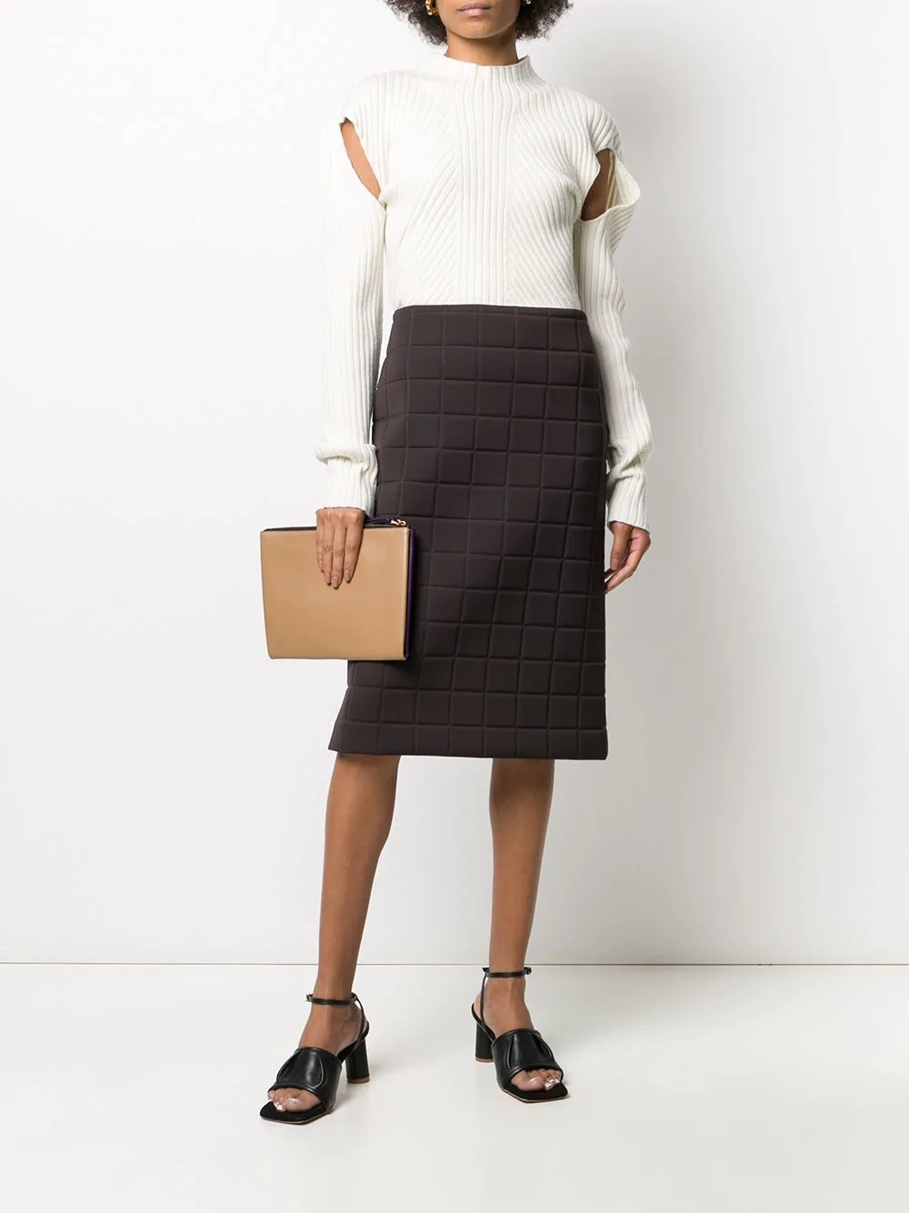 quilted straight skirt - 2