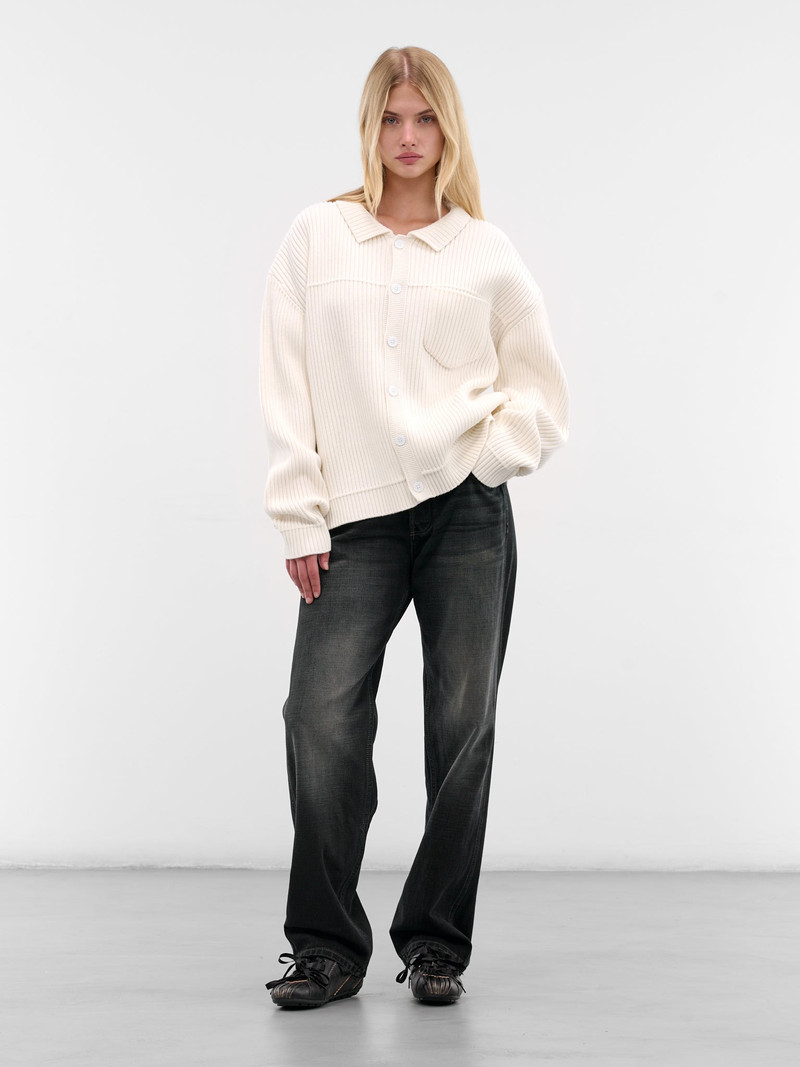 AYA MUSE White Cotton Knit Cardigan outlook