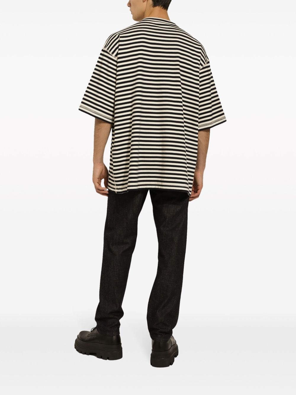 logo-embroidered striped T-shirt - 4