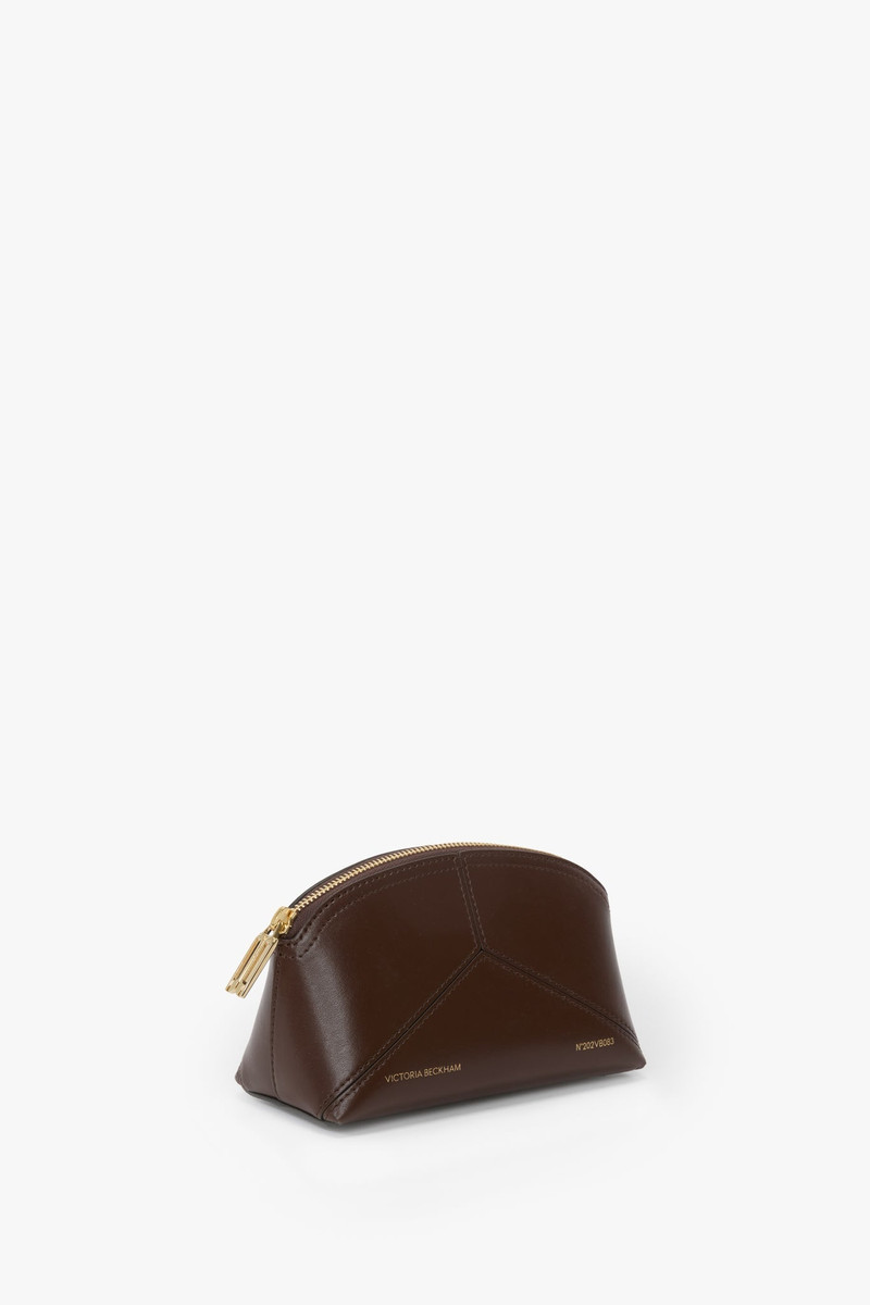 Victoria Beckham Victoria Mini Travel Pouch In Dark Brown Smooth Leather outlook