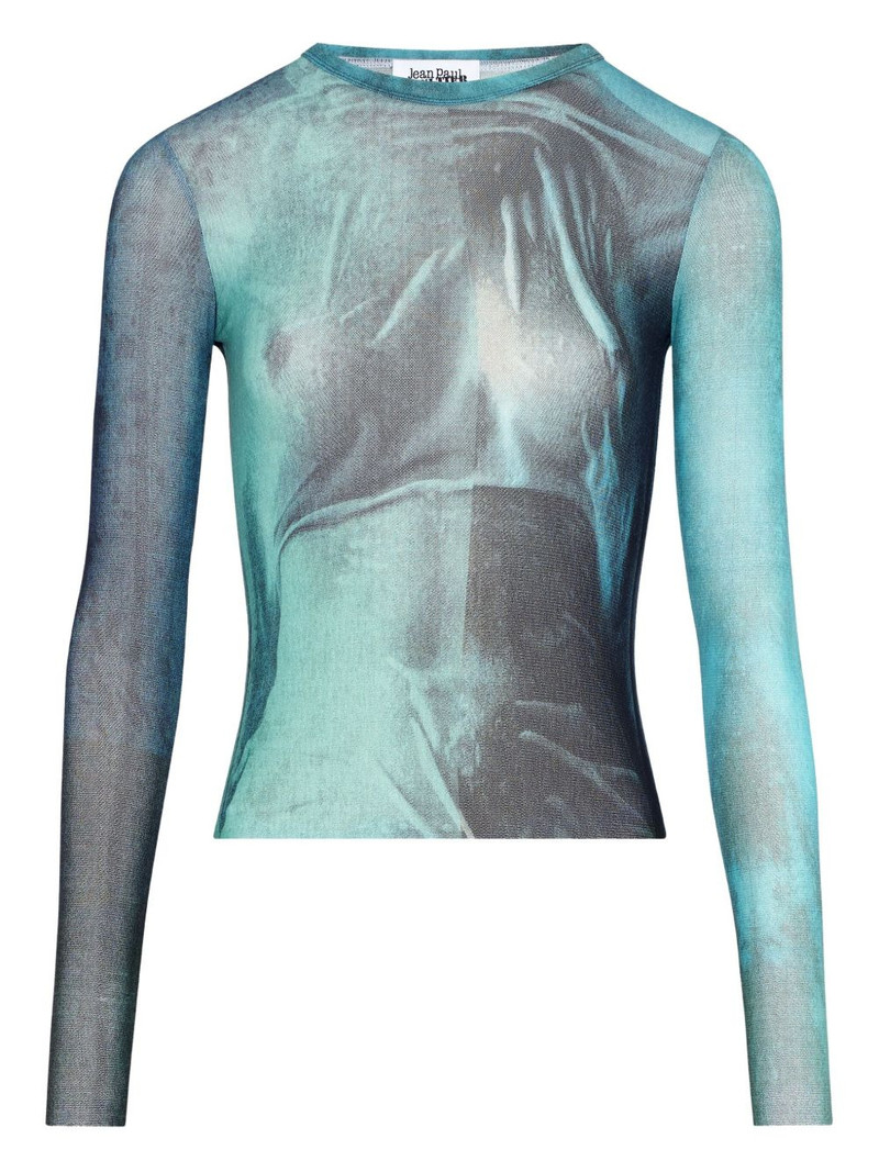 Water print long-sleeved t-shirt 1