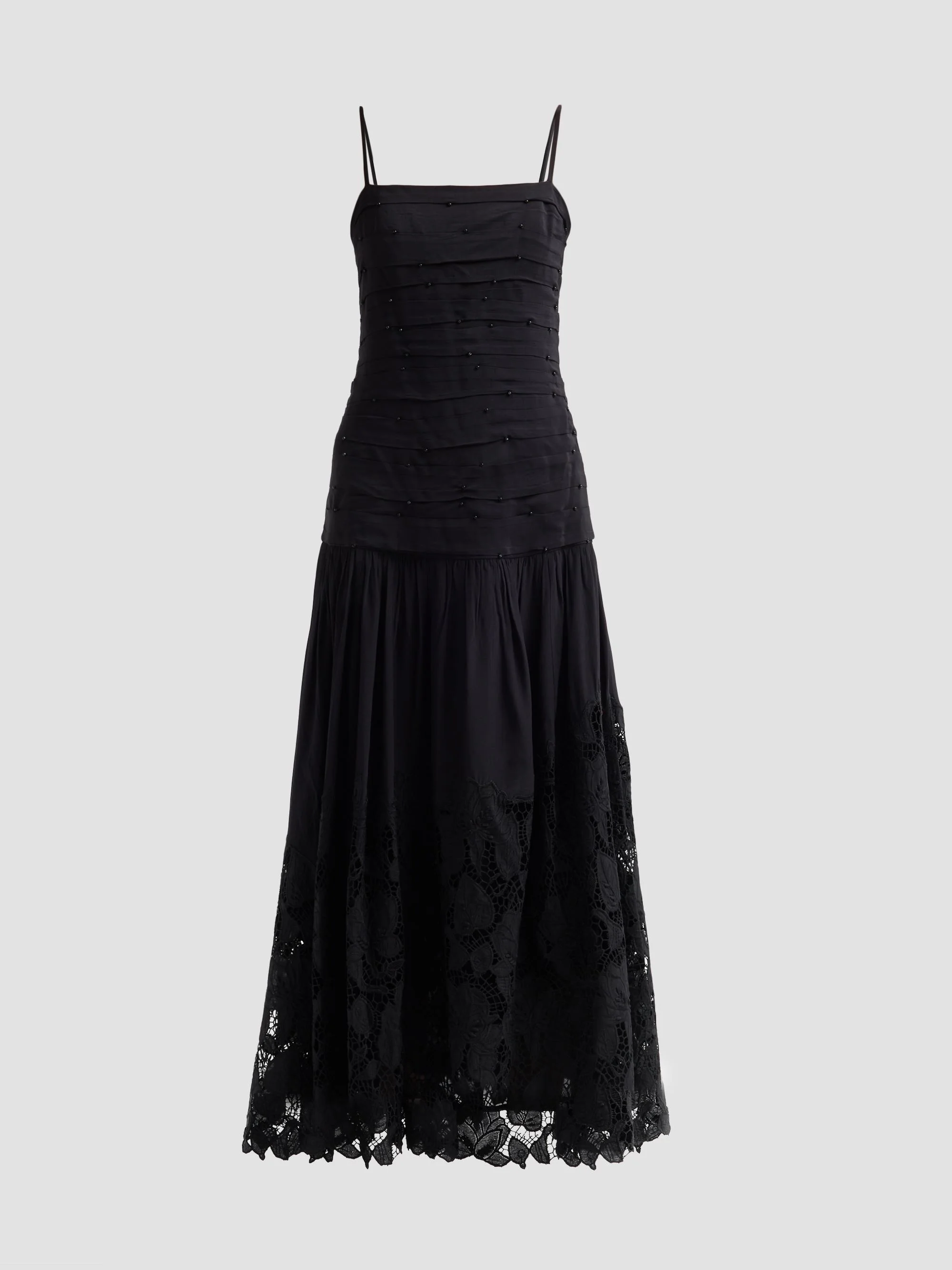 Women's Pleated A-Line Maxi Dress - Black - 1