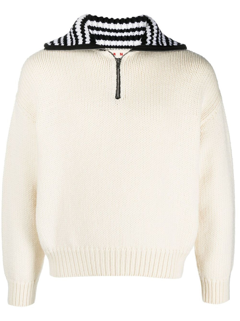 contrasting-collar ribbed jumper 1