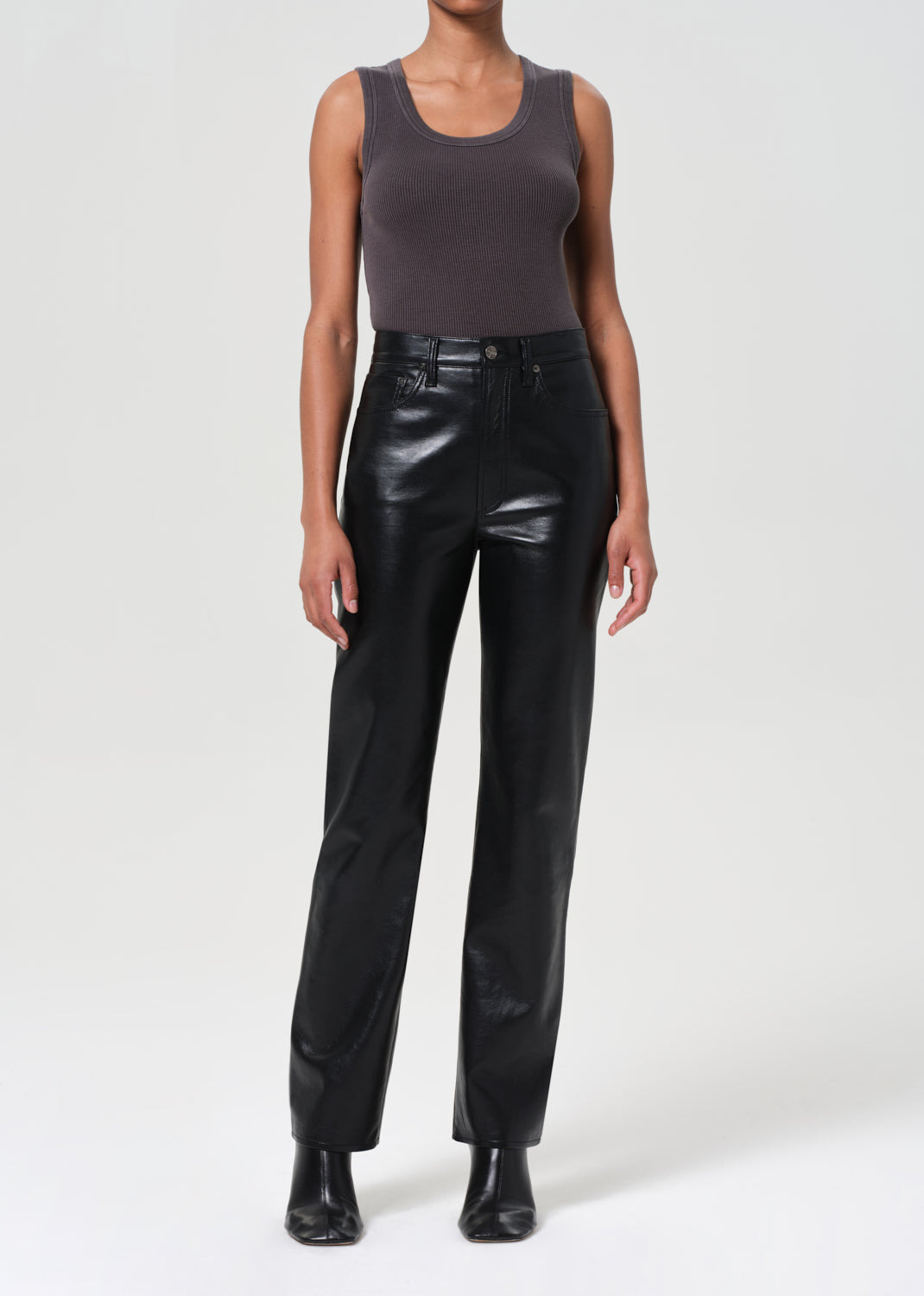 90'S PINCH WAIST HIGH RISE STRAIGHT LONG (RECYCLED LEATHER) IN DETOX - 2
