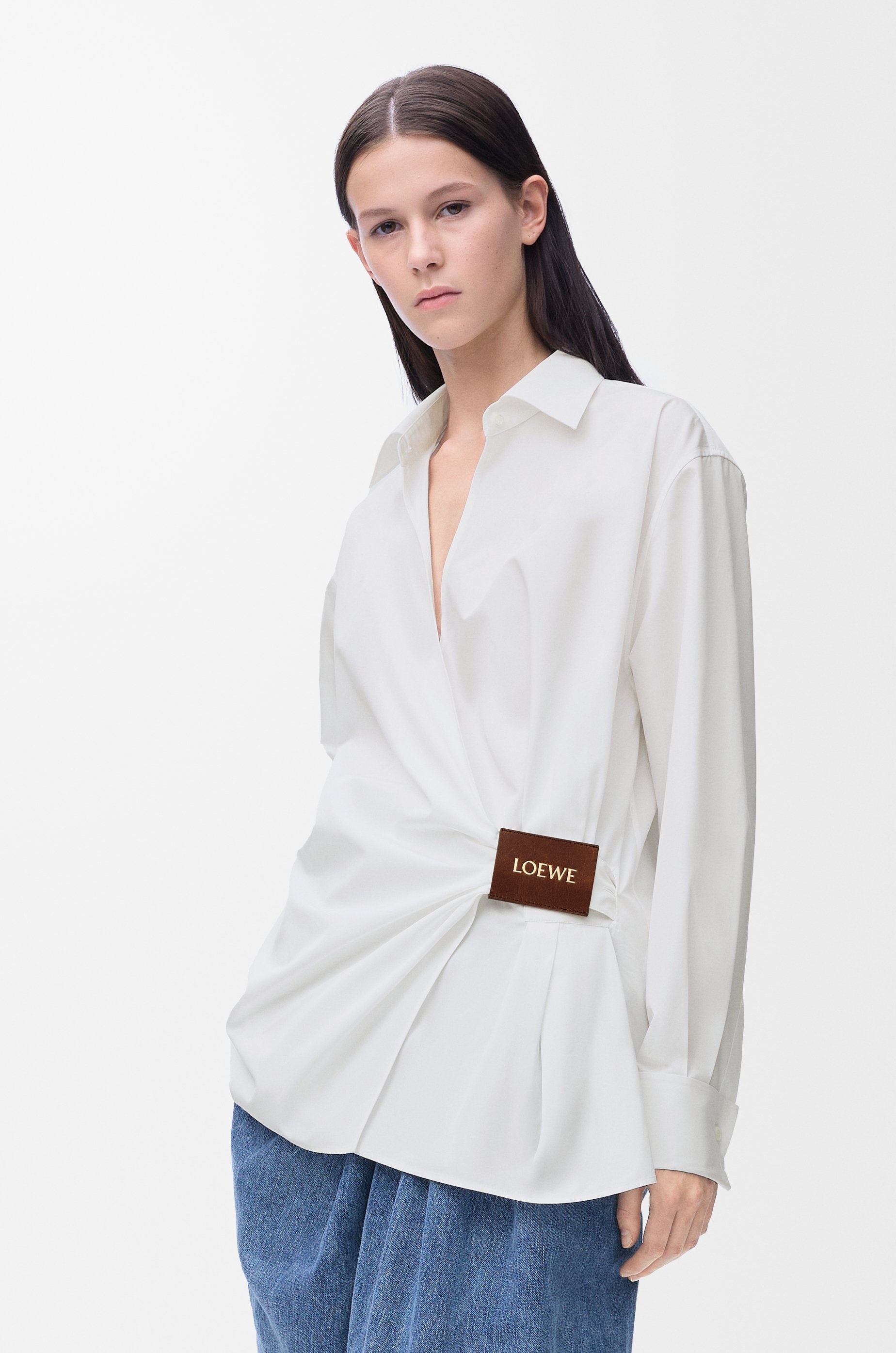 Draped shirt in cotton - 3