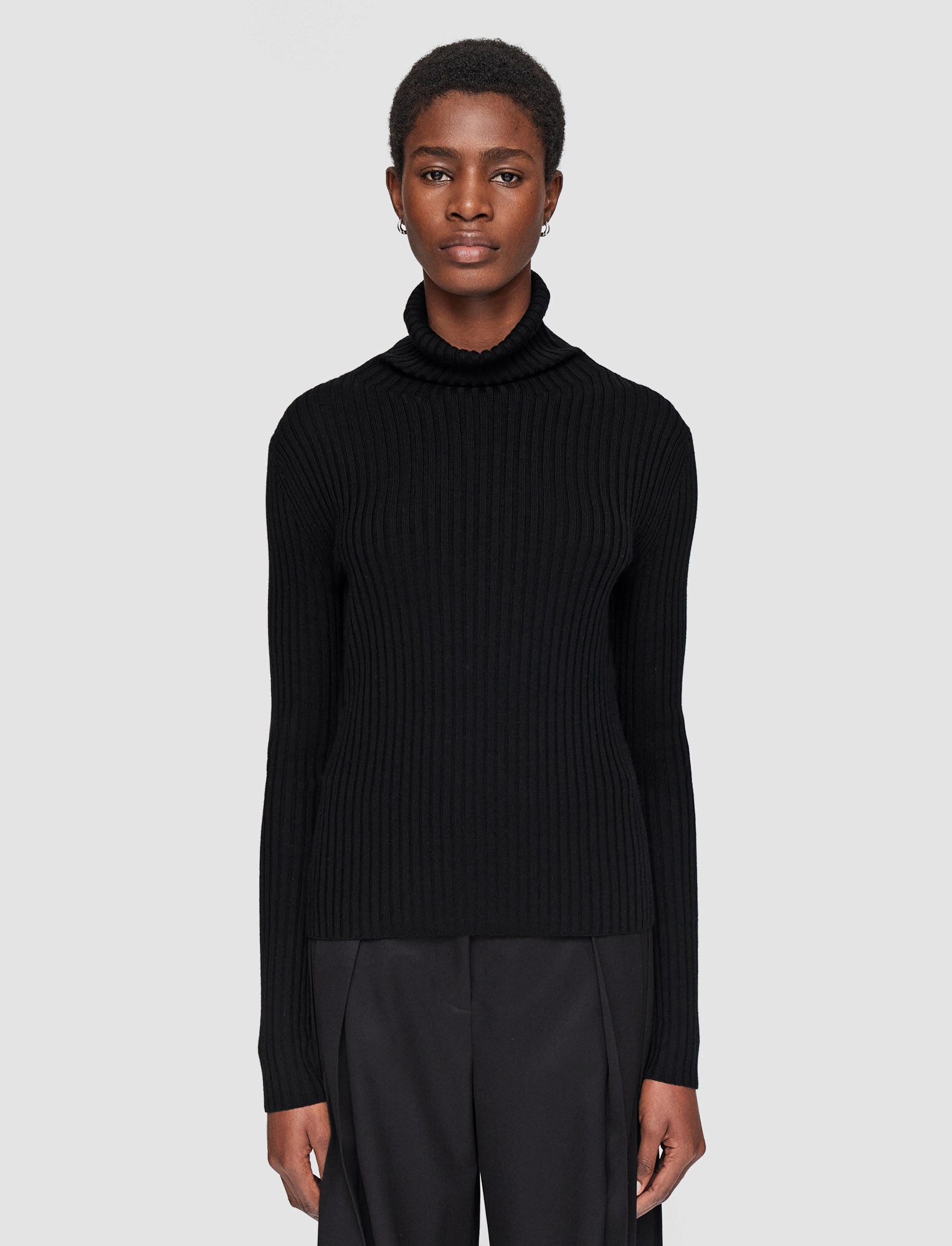 Merino Silk Rib High Neck Jumper - 3