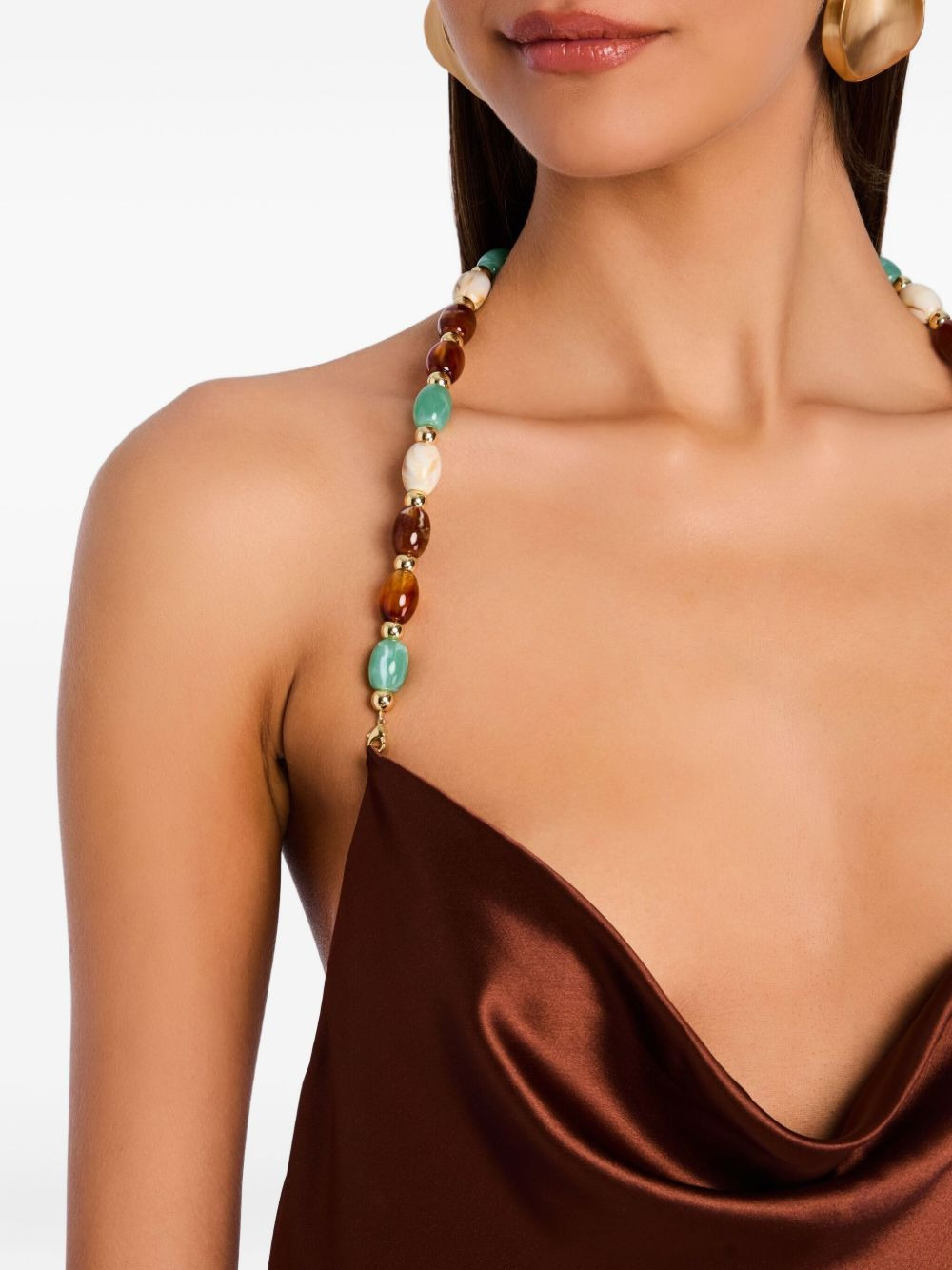 Finley cowl-neck beaded-strap maxi dress - 5