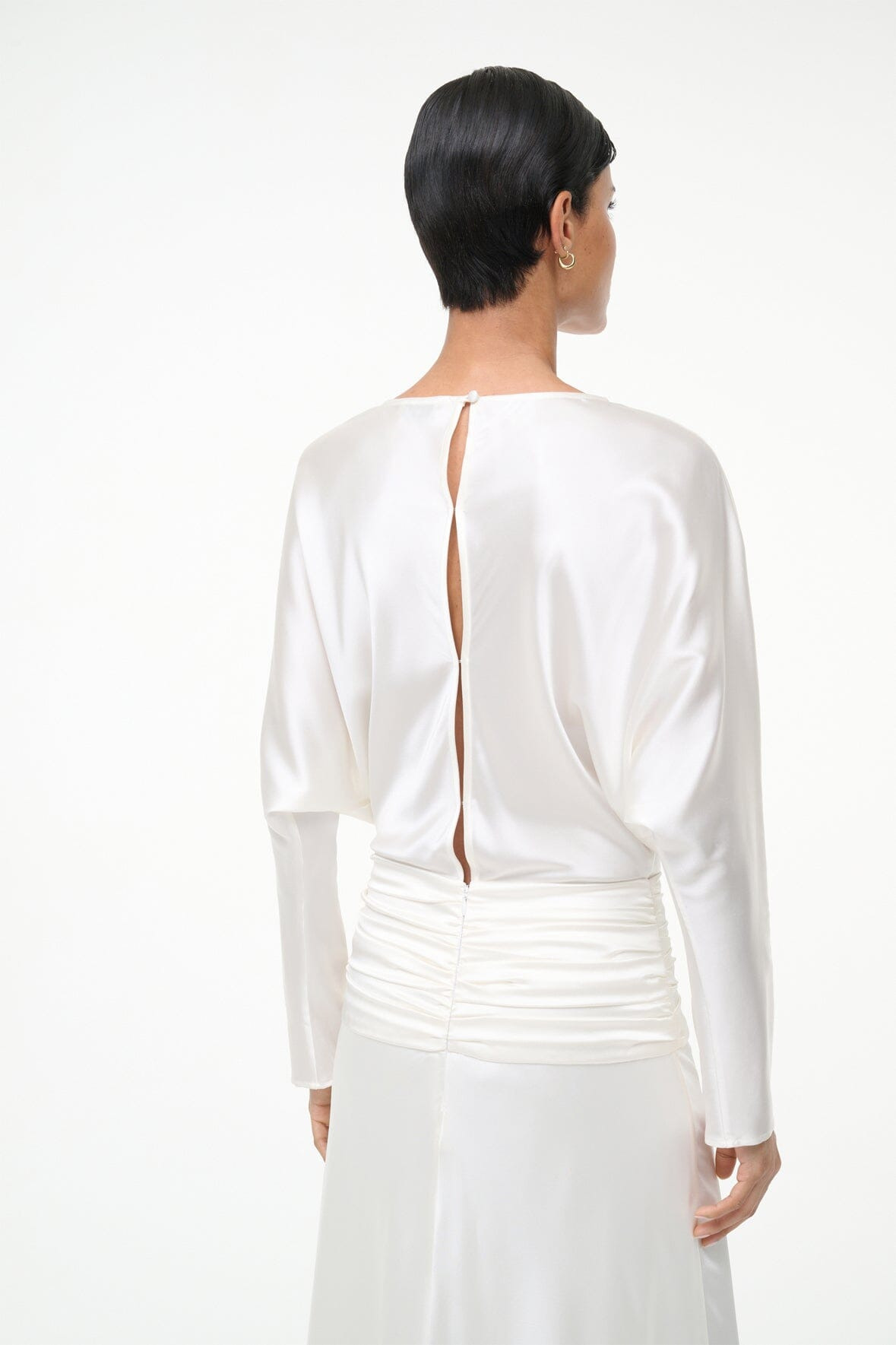 STAUD FREDA SILK DRESS IVORY - 7
