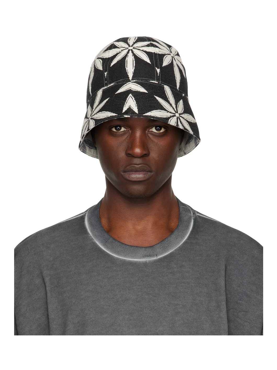 Black Floral Bucket Hat - 1