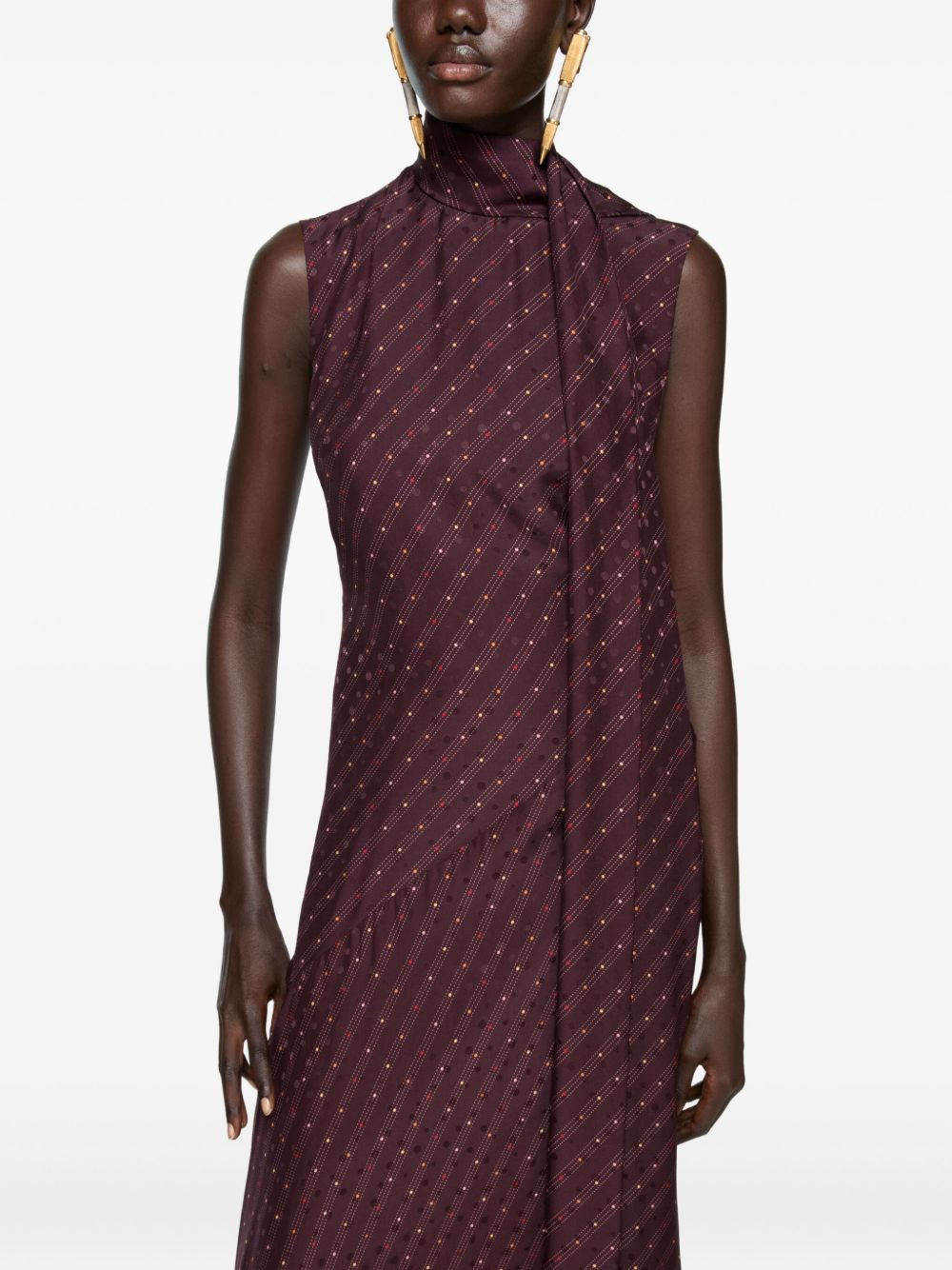 asymmetric fringed-scarf dress - 4