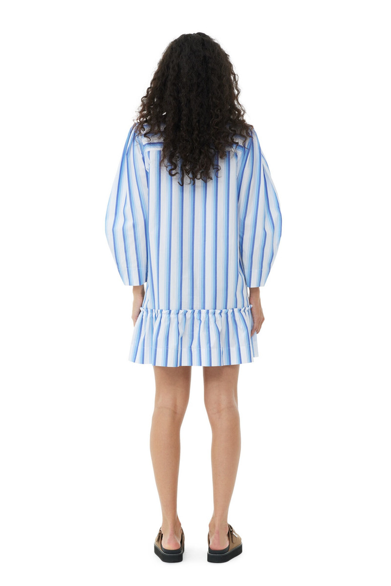BLUE STRIPED COTTON MINI SHIRT DRESS 6