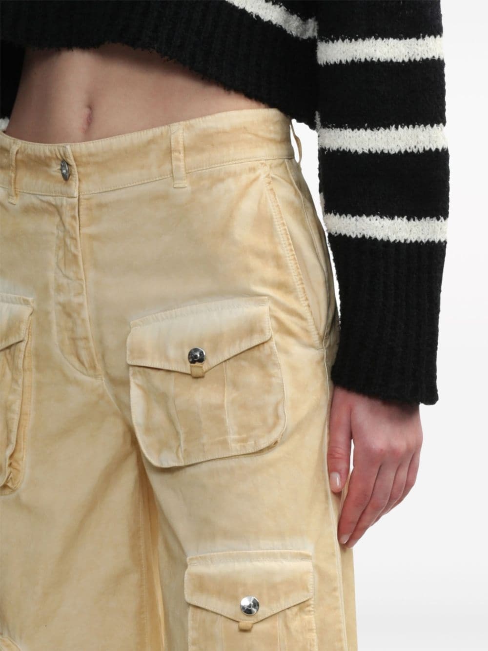 faded cotton cargo trousers - 5